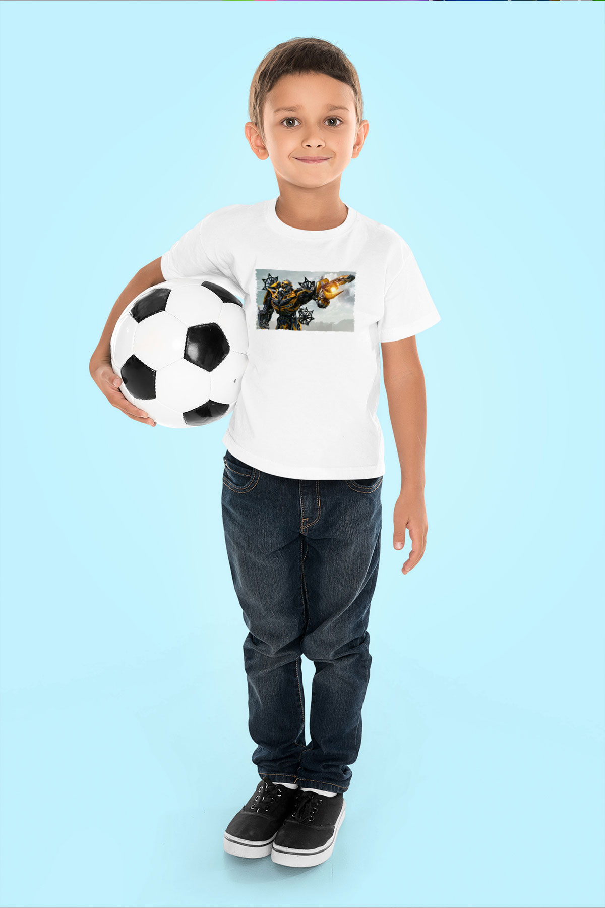 Unisex Transformers Baskılı Beyaz Çocuk Tshirt