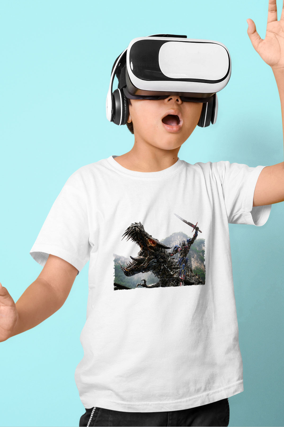 Unisex Transformers Baskılı Beyaz Çocuk Tshirt
