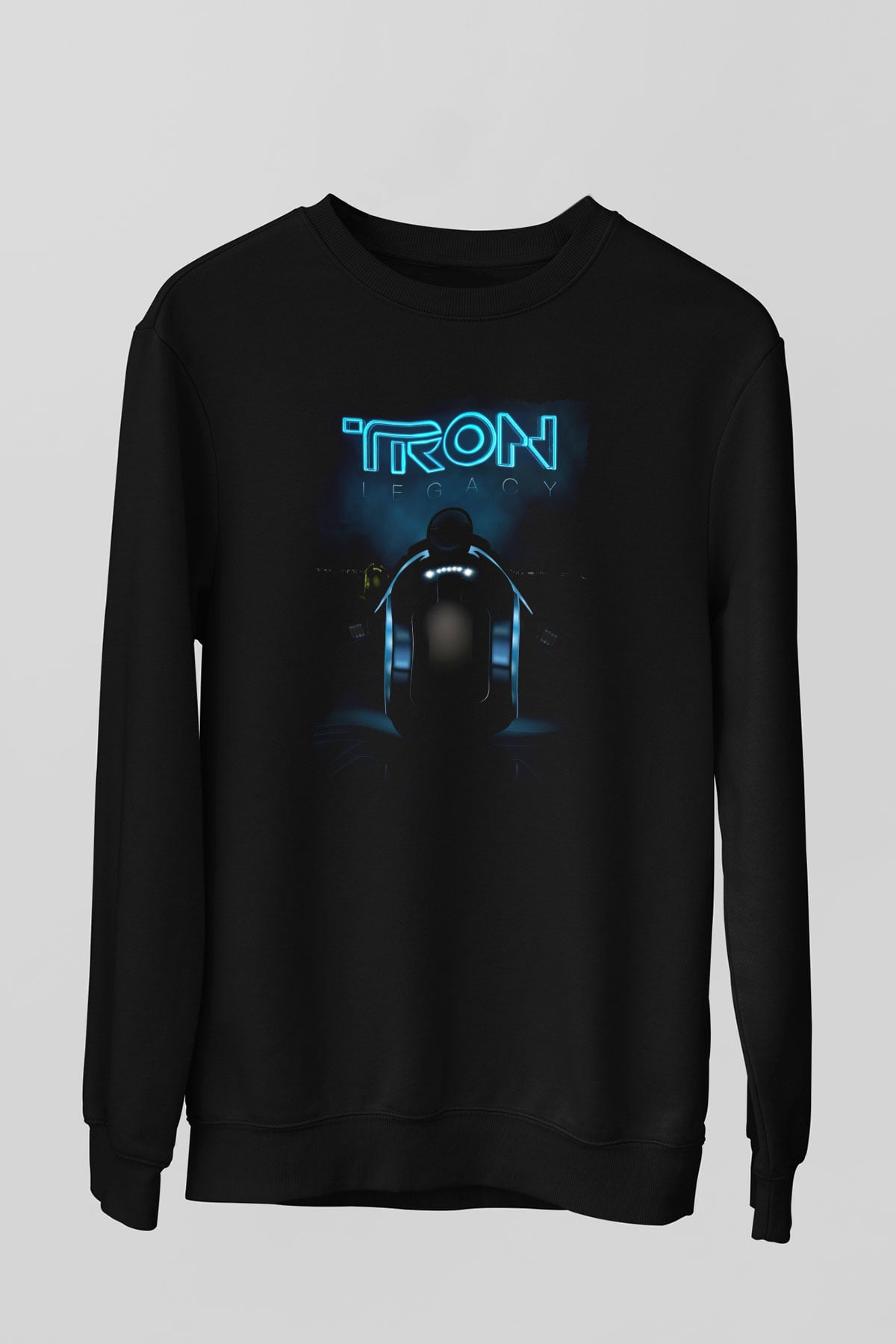 Unisex Tron Baskılı Siyah Unisex Sweatshirt