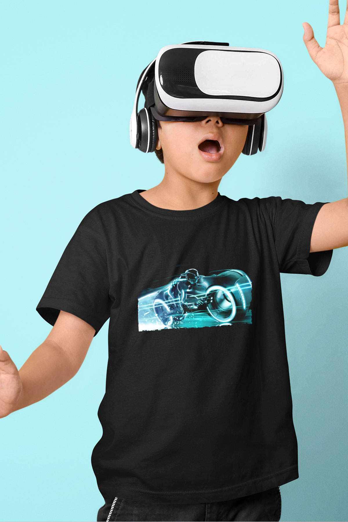 Unisex TRON Legacy Baskılı Siyah Çocuk Tişört