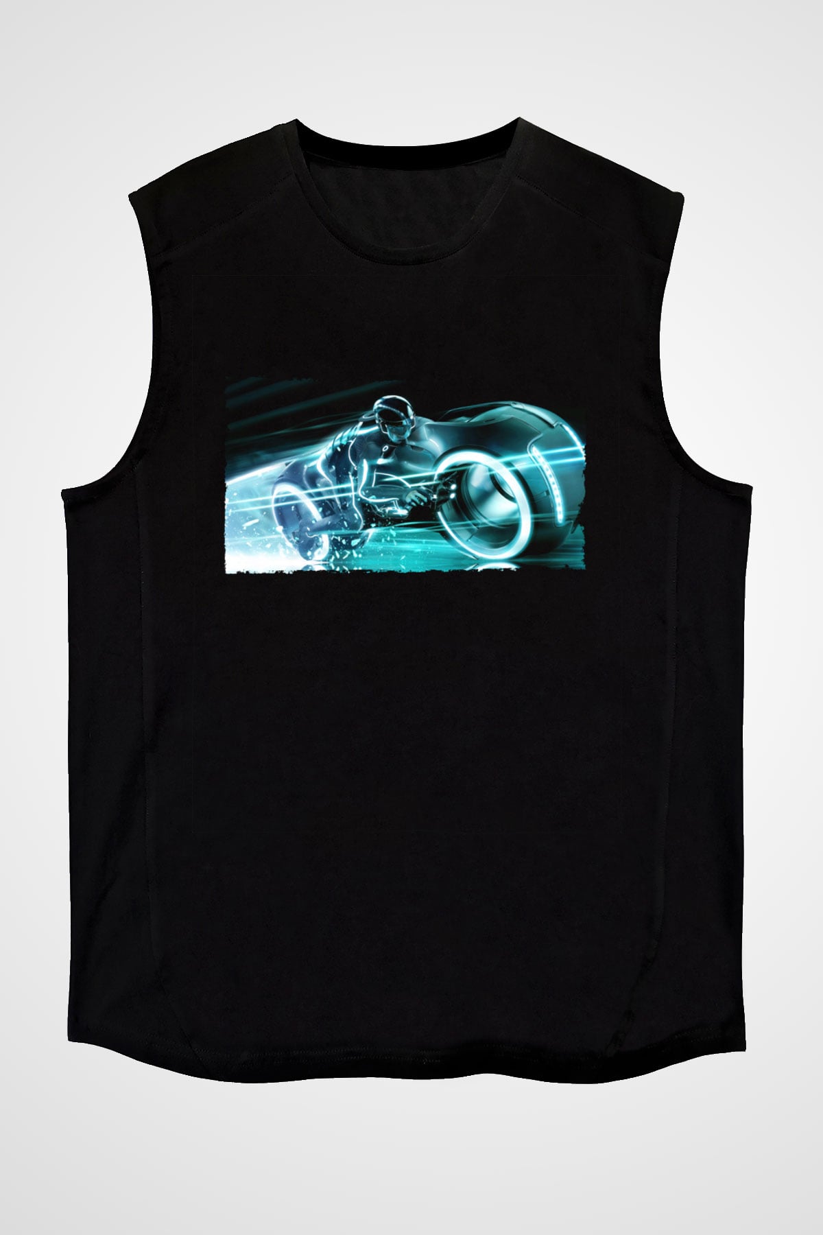 Unisex TRON Legacy Baskılı Siyah Kolsuz Tişört