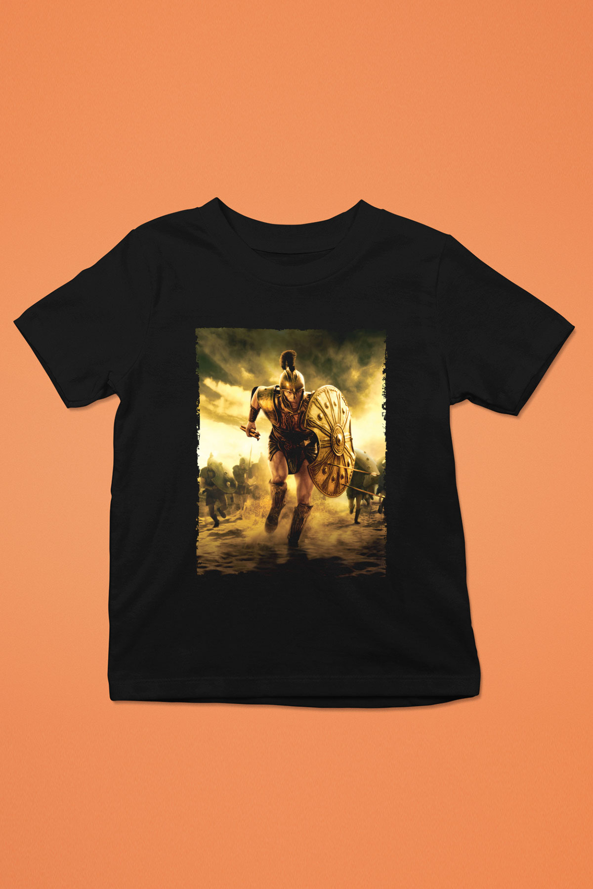 Unisex Truva (Troy) Baskılı Siyah Çocuk Tshirt