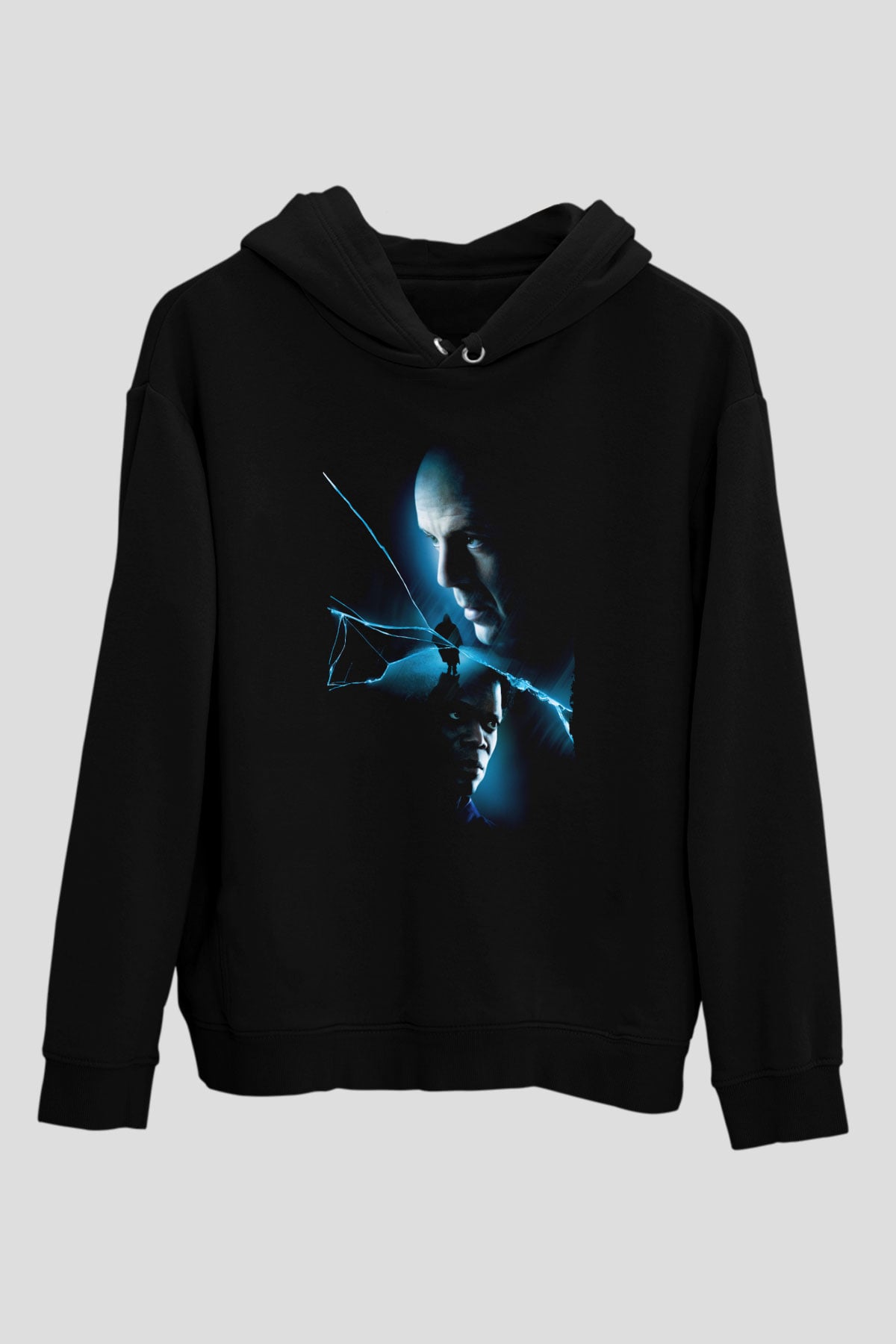 Unisex Unbreakable Baskılı Siyah Kapüşonlu Sweatshirt