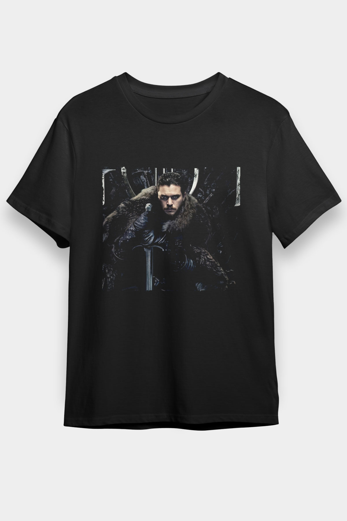 Game of Thrones Baskılı Siyah T-shirt