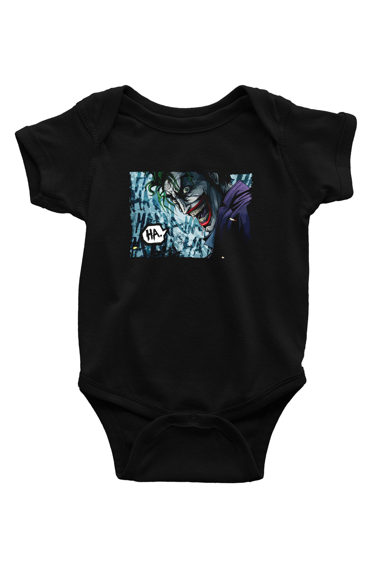 Unisex Unisex Joker Baskılı Siyah Bebek Body - Zıbın