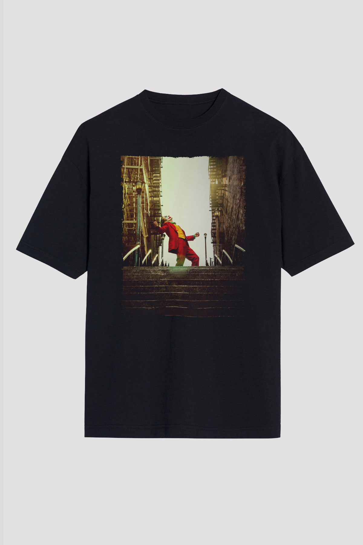 Unisex Unisex Joker Baskılı Siyah Oversize Tişört