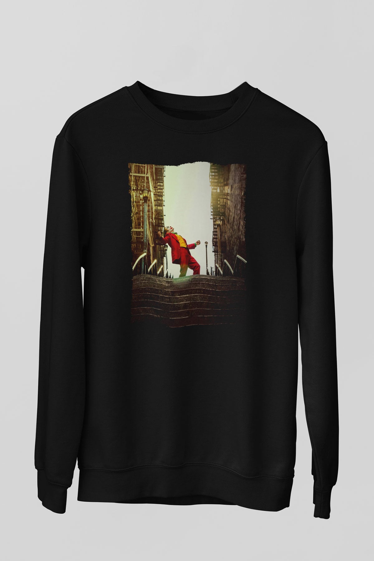 Unisex Unisex Joker Baskılı Siyah Sweatshirt