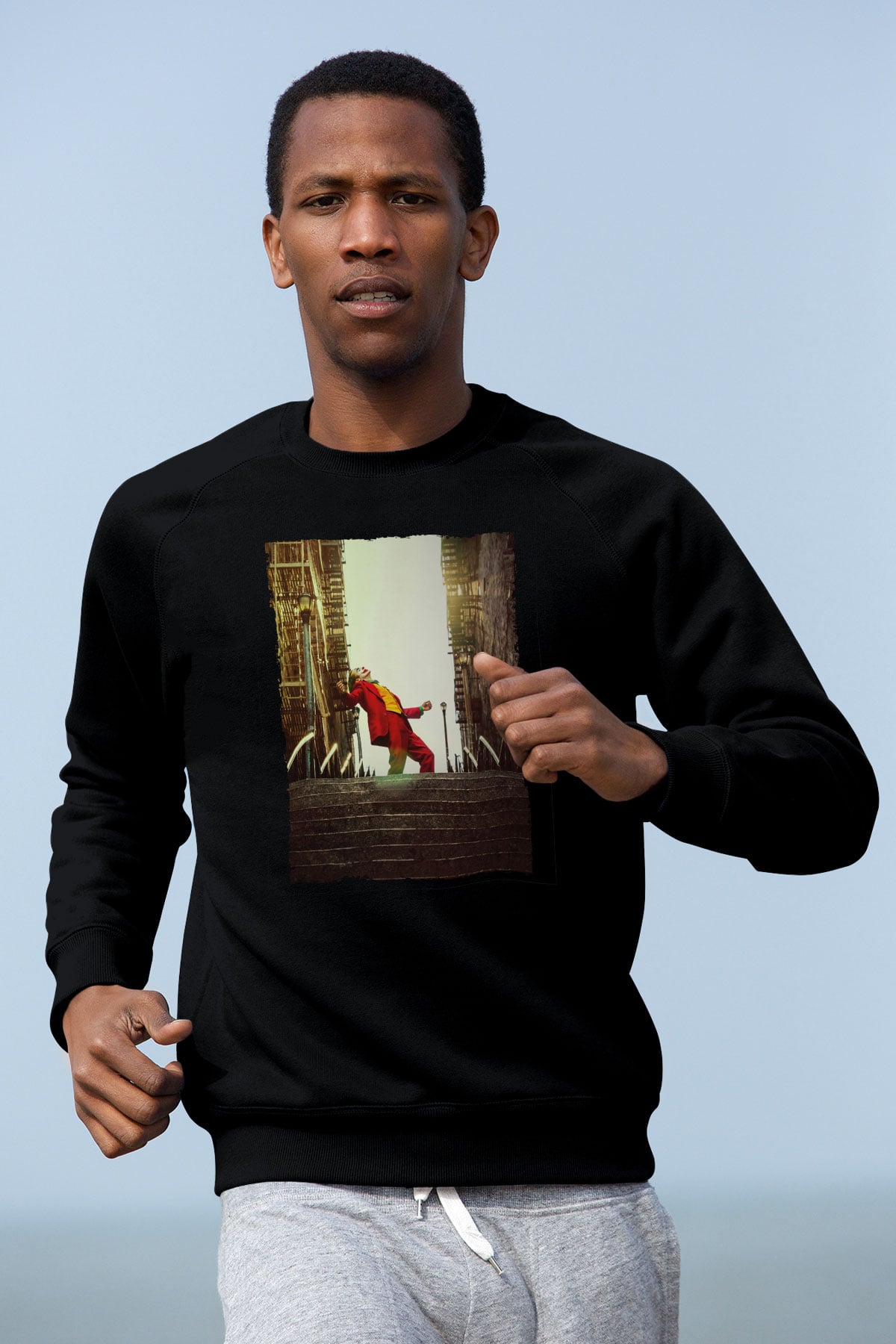 Unisex Unisex Joker Baskılı Siyah Sweatshirt