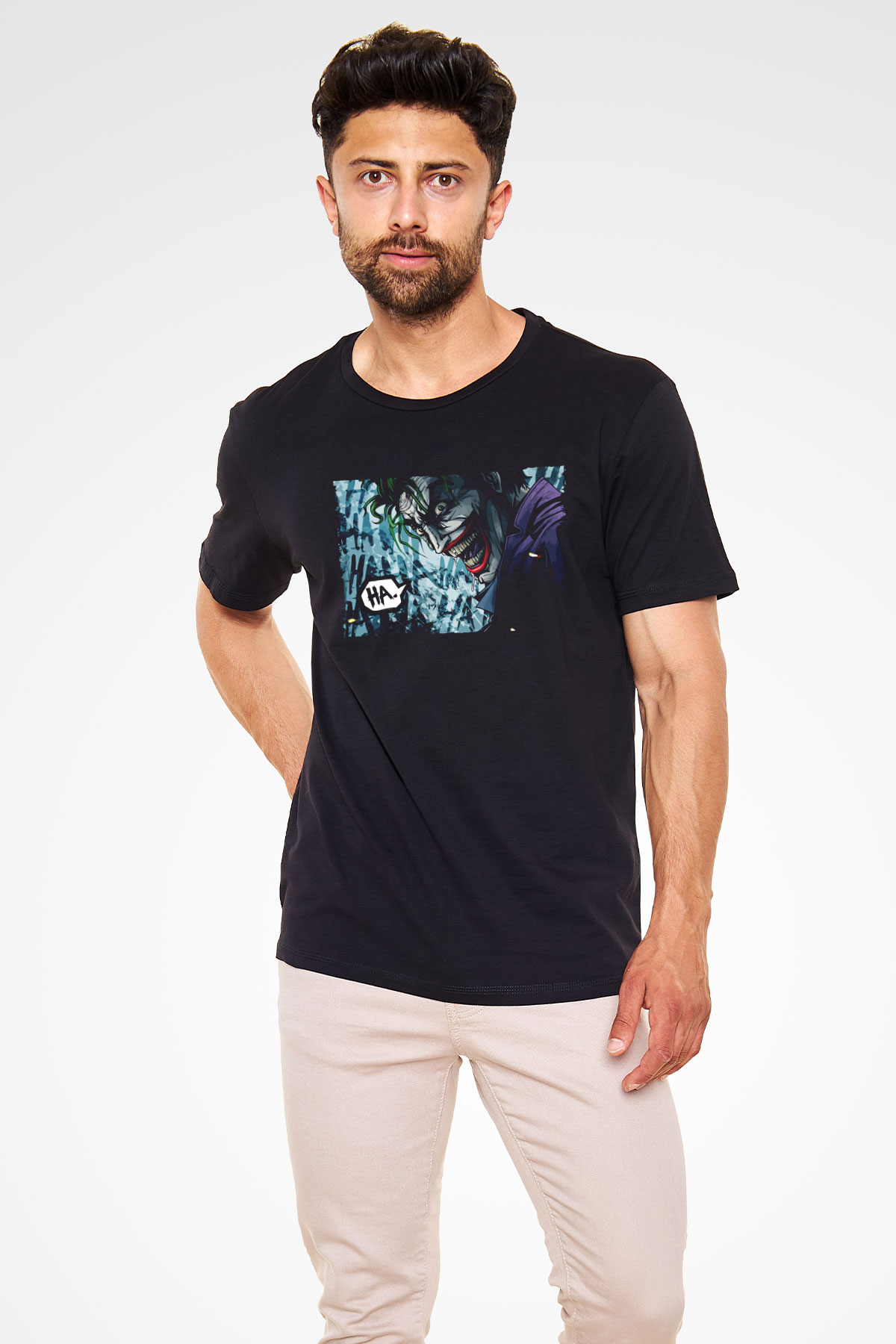 Joker Baskılı Siyah T-Shirt
