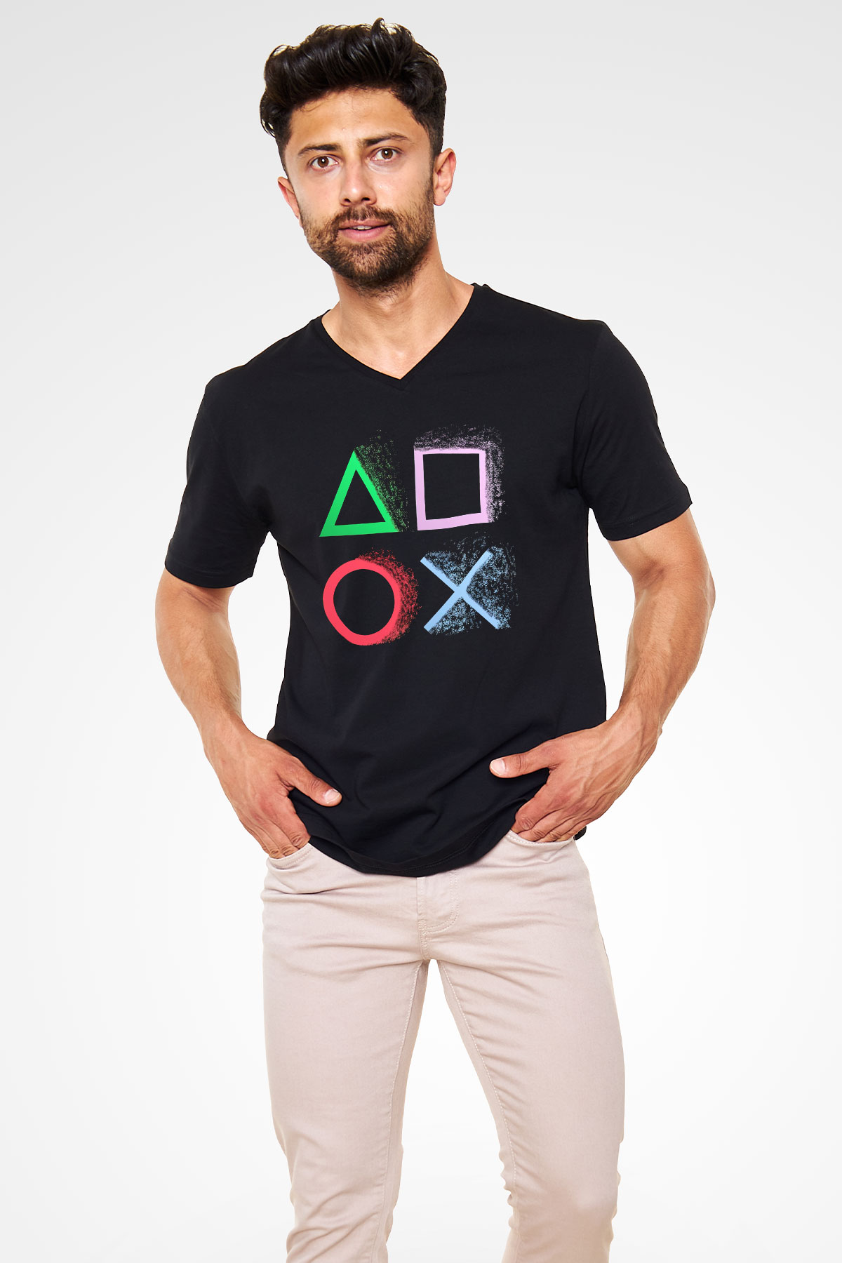 Unisex V Yaka Tişört TSR277