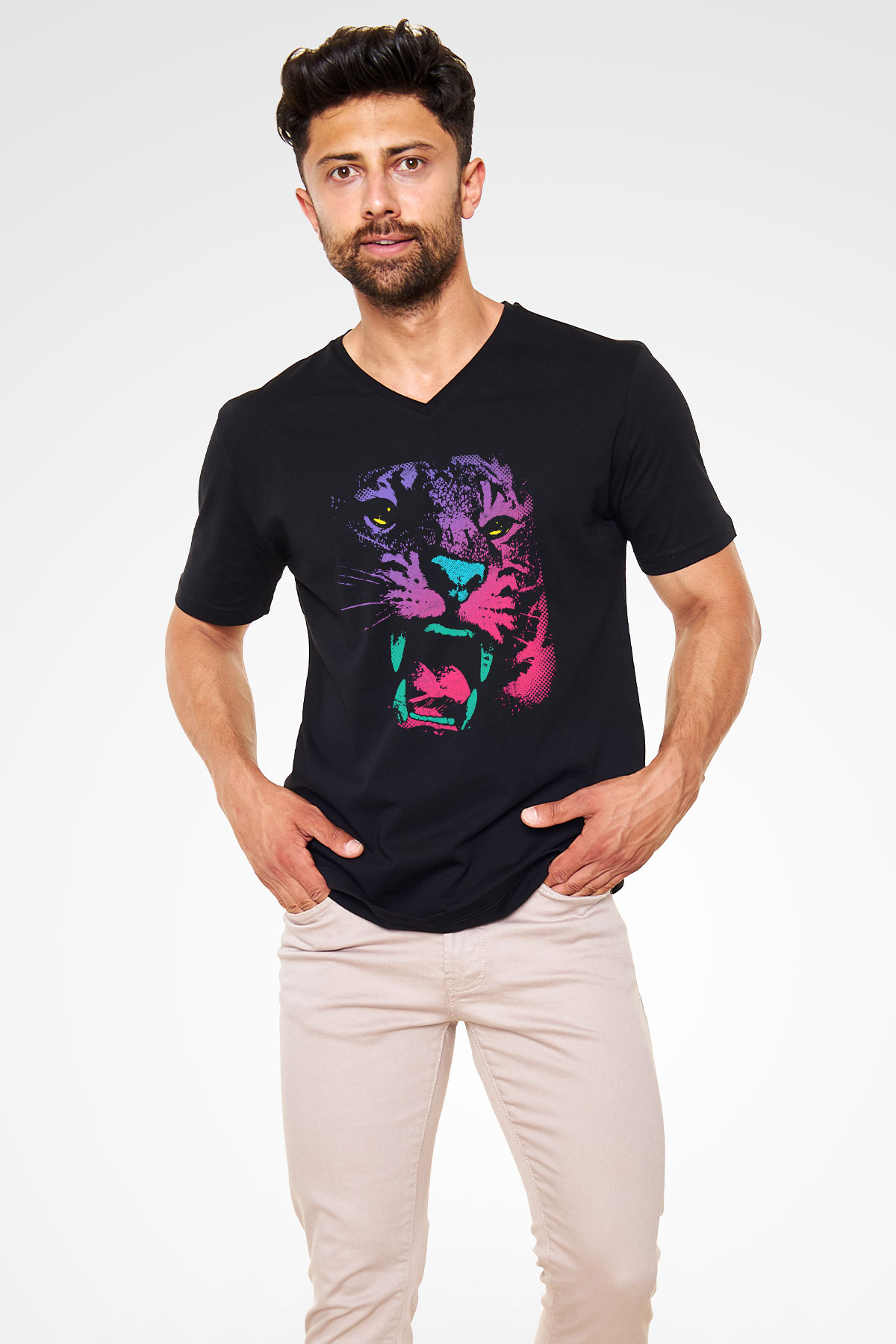 Unisex V Yaka Tişört TSR278