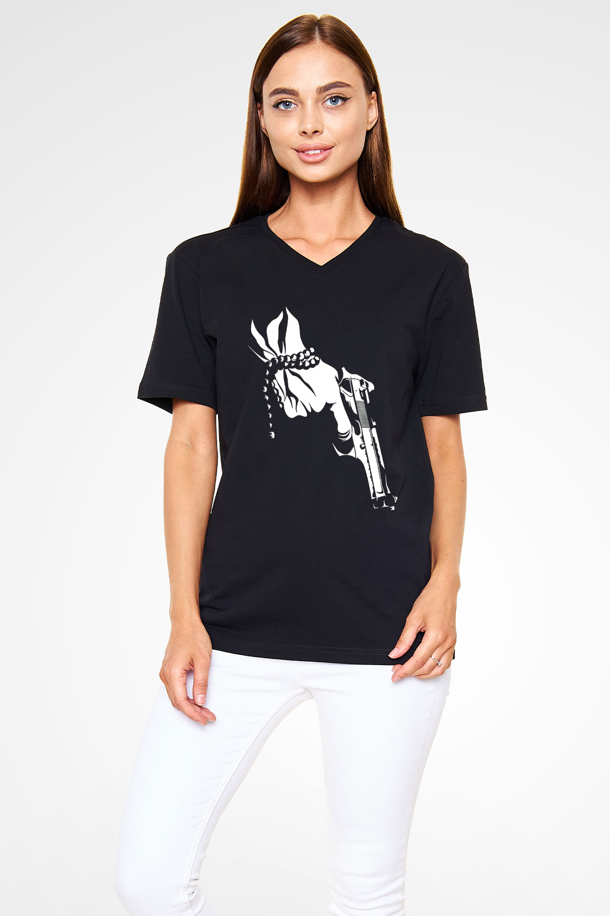 Unisex V Yaka Tişört TSR71