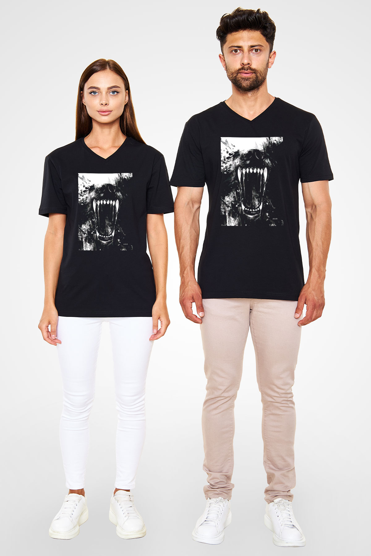 Unisex V Yaka Tişört TSR72