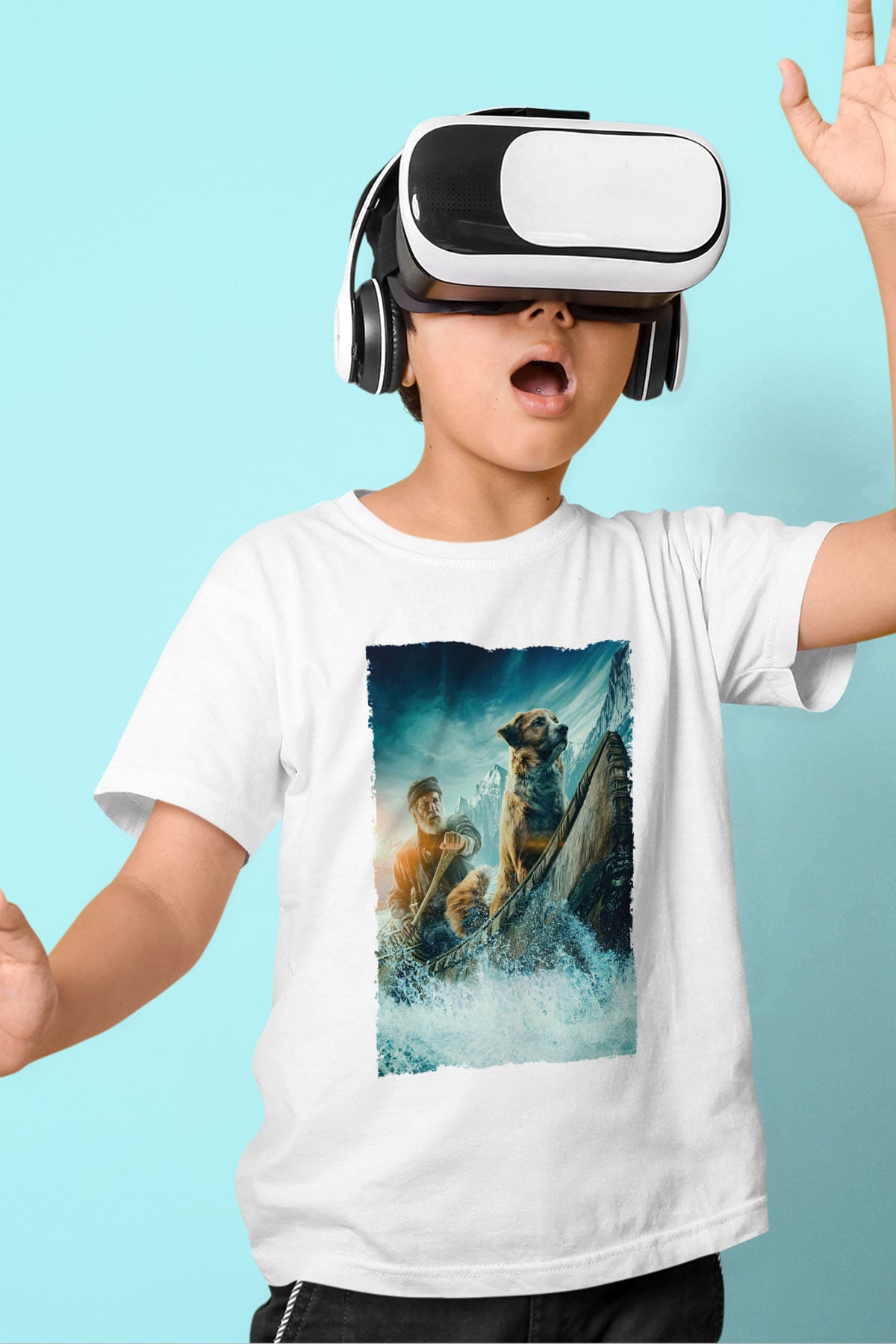 Unisex Vahşetin Çağrısı (The Call of the Wild) Baskılı Beyaz Çocuk Tshirt
