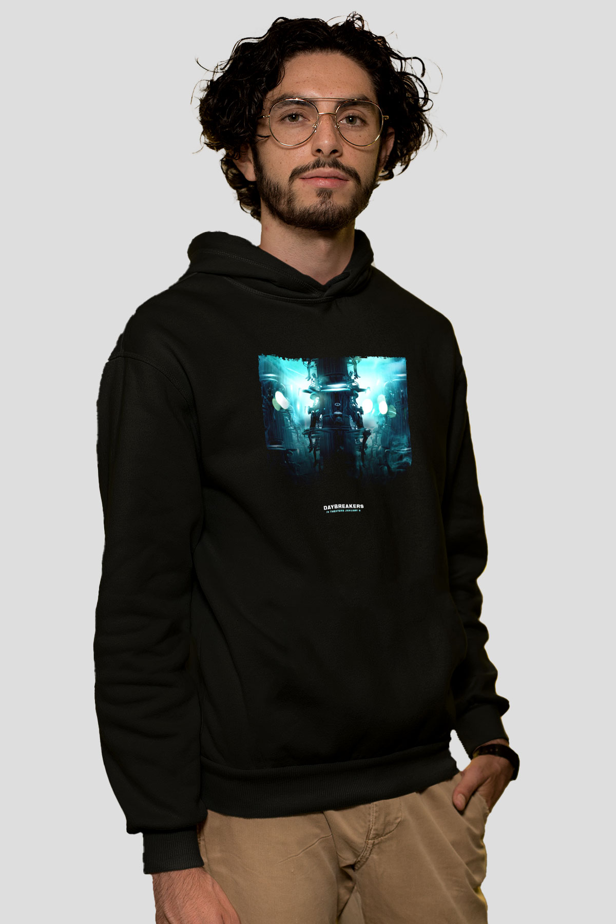 Unisex Vampir İmparatorluğu (Daybreakers) Baskılı Siyah Kapüşonlu Sweatshirt