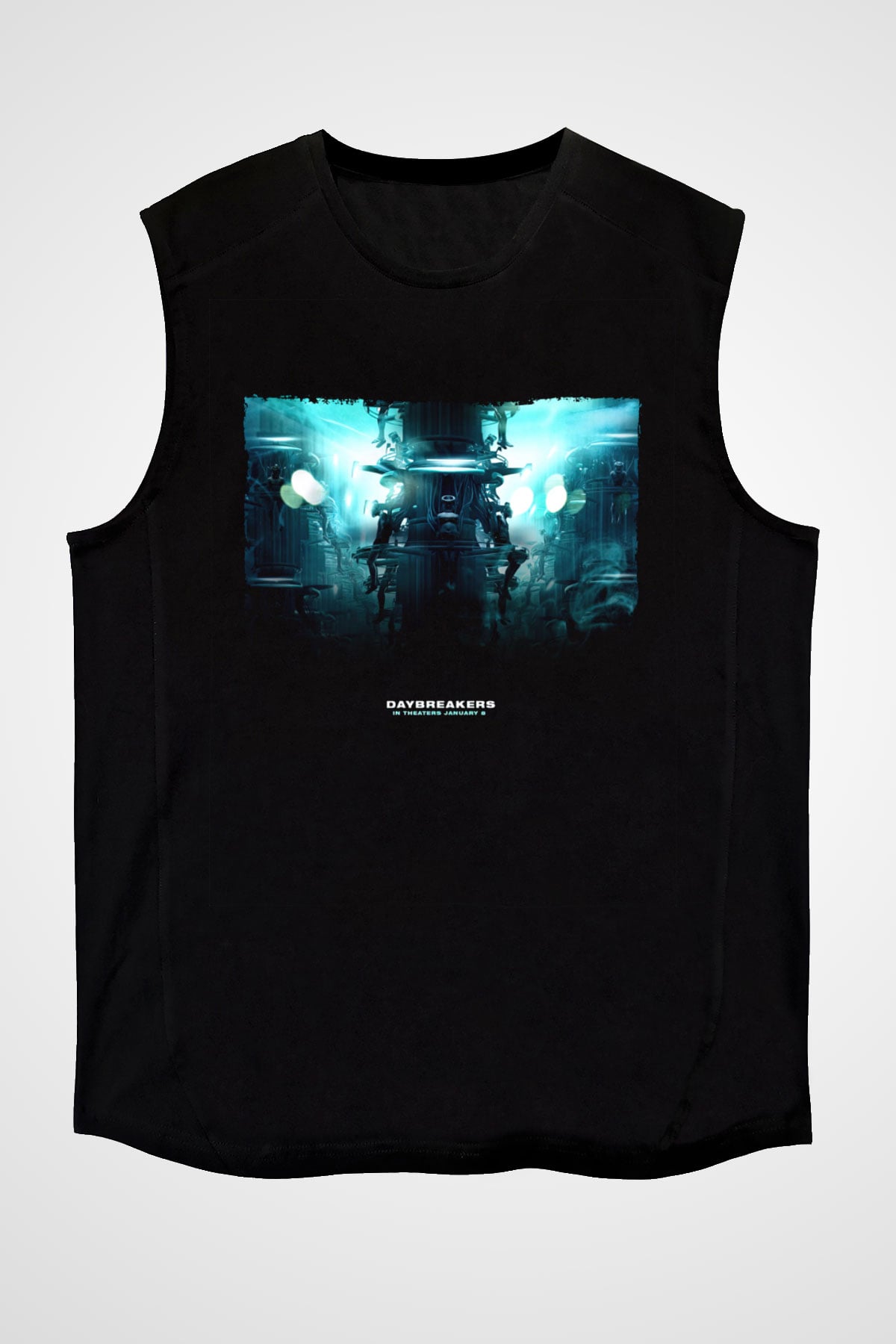Unisex Vampir İmparatorluğu (Daybreakers) Baskılı Siyah Kolsuz T-shirt