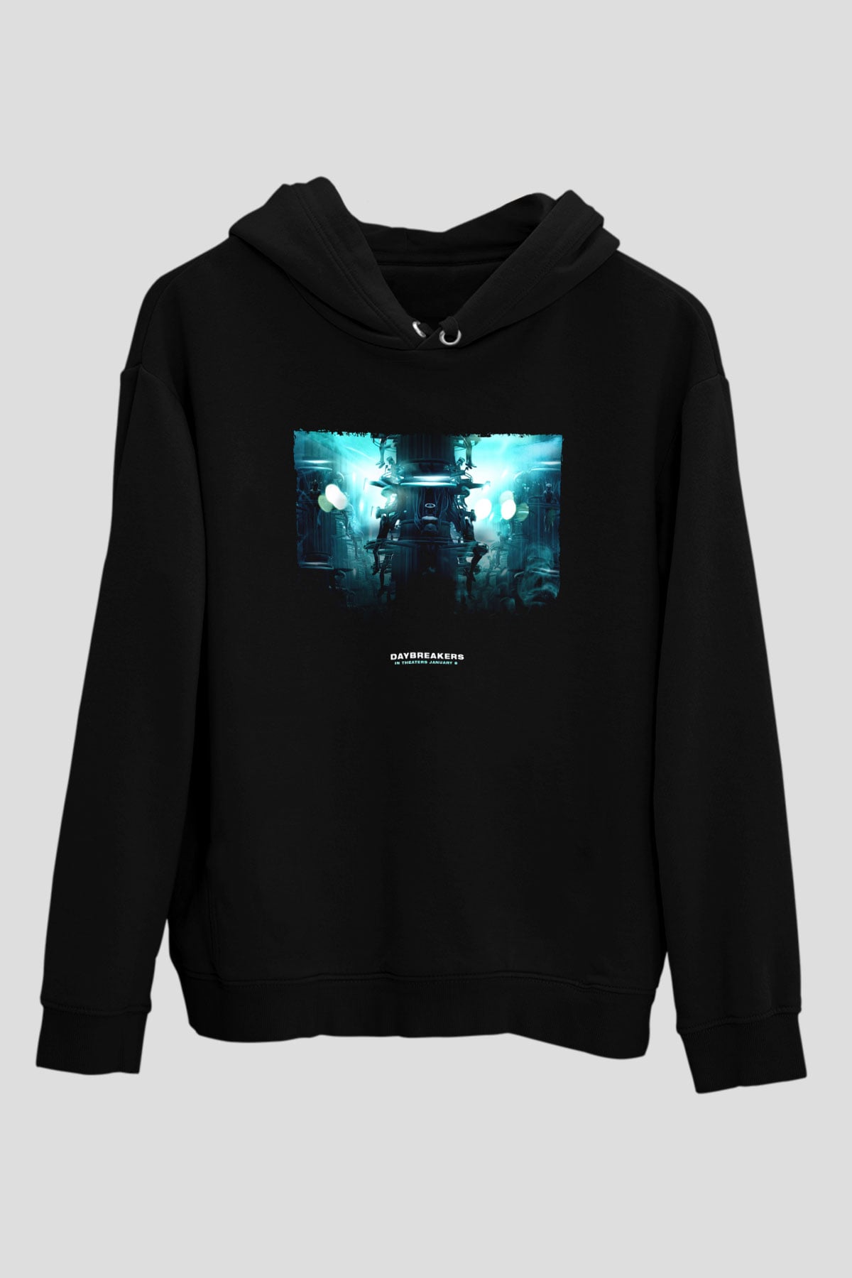 Unisex Vampir İmparatorluğu (Daybreakers) Baskılı Siyah Kapüşonlu Sweatshirt