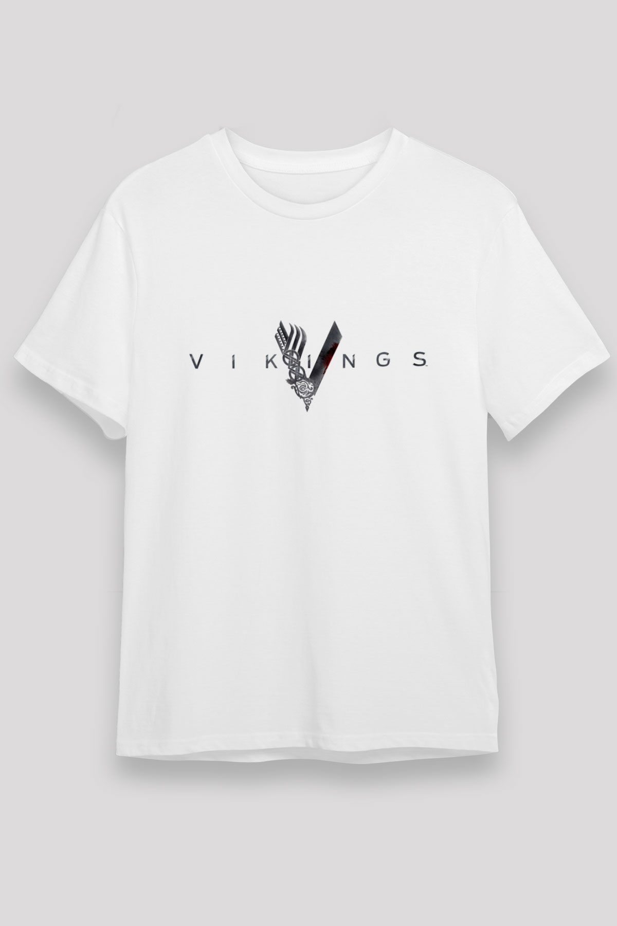 Vikings Baskılı Beyaz T-shirt