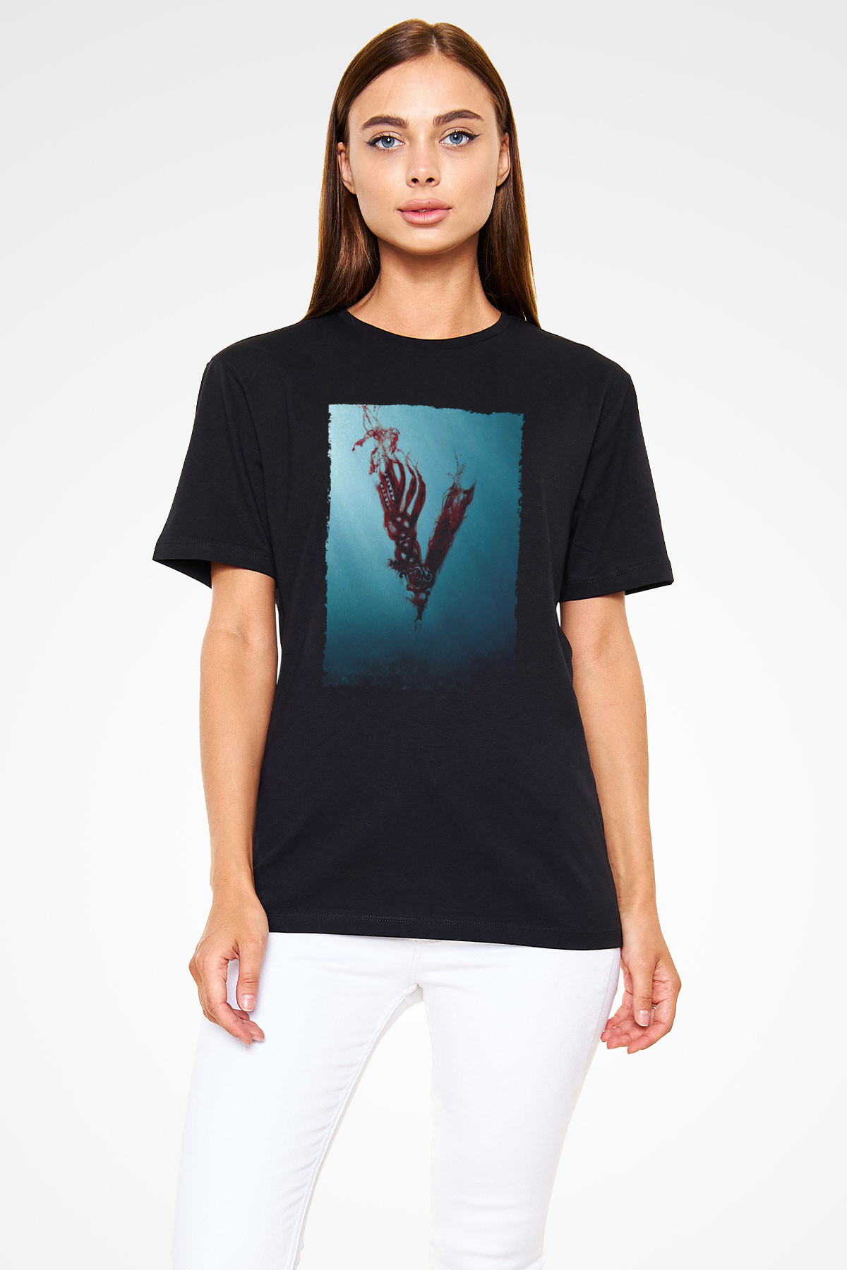Vikings Baskılı Siyah T-Shirt