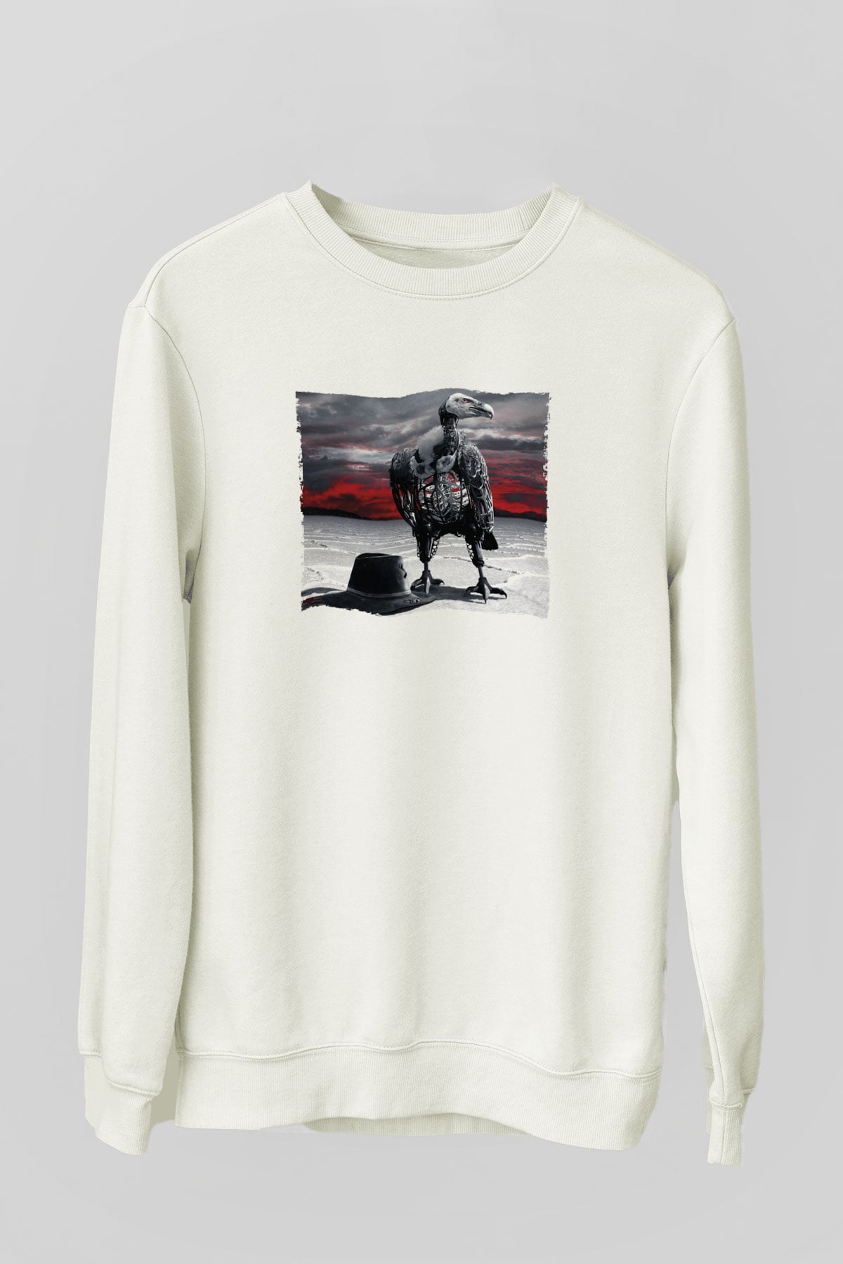 Unisex Westworld Baskılı Beyaz Sweatshirt