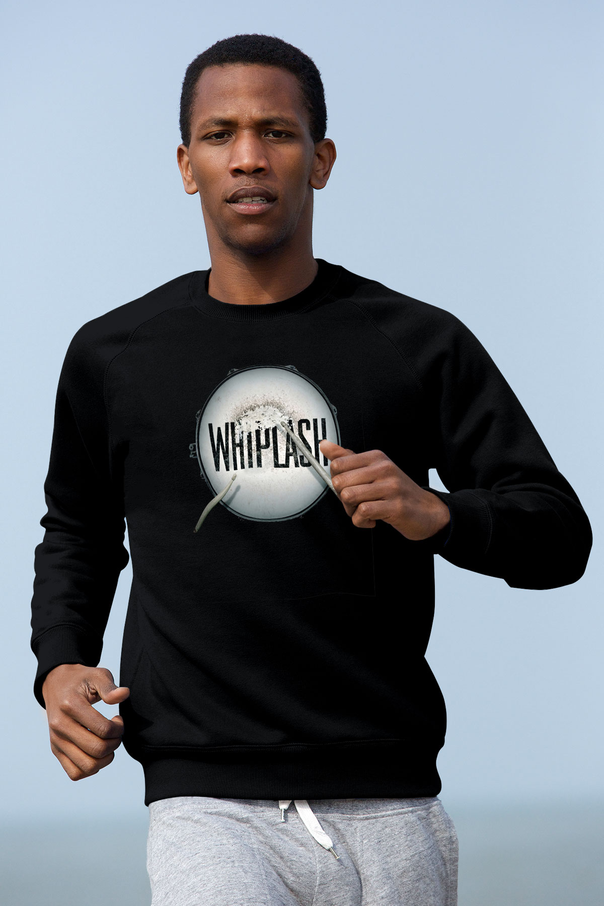 Unisex Whiplash Baskılı Siyah Sweatshirt