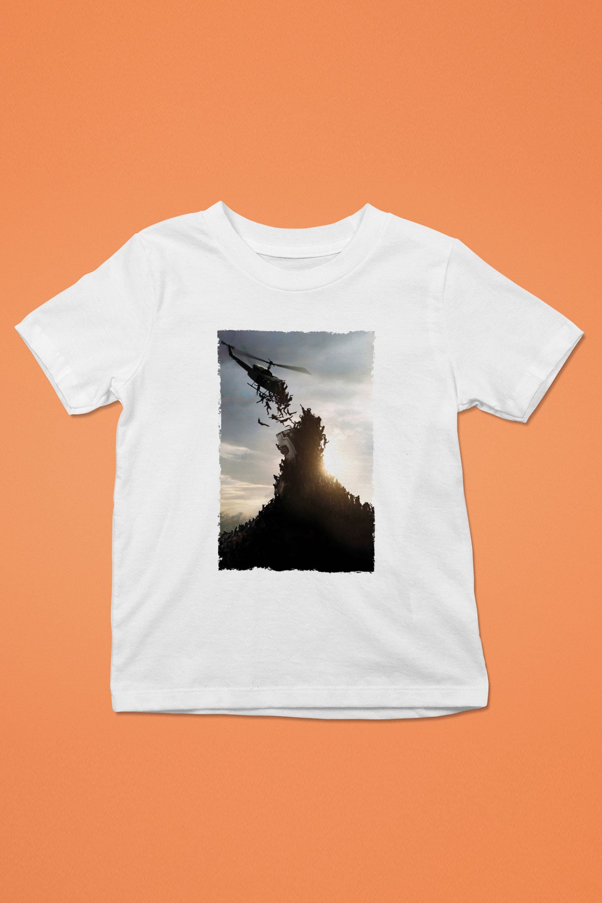Unisex World War Z Baskılı Beyaz Çocuk Tişört
