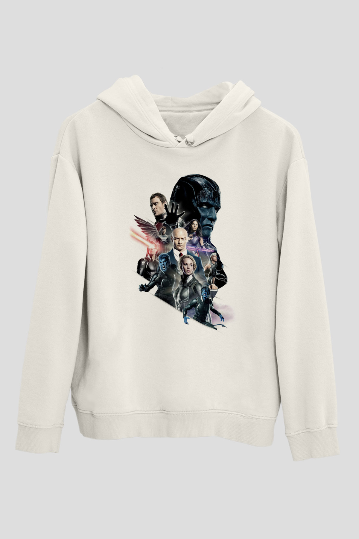 Unisex X-Men Apocalypse Baskılı Beyaz Kapüşonlu Sweatshirt