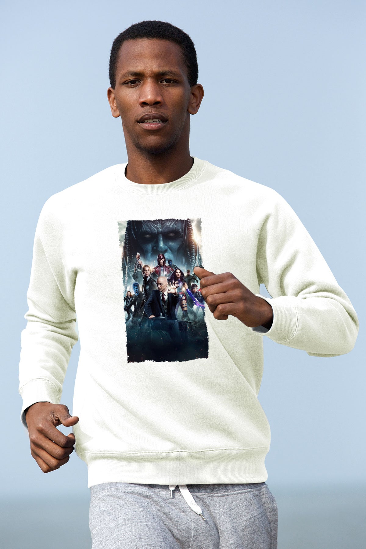Unisex X-Men Apocalypse Baskılı Beyaz Sweatshirt