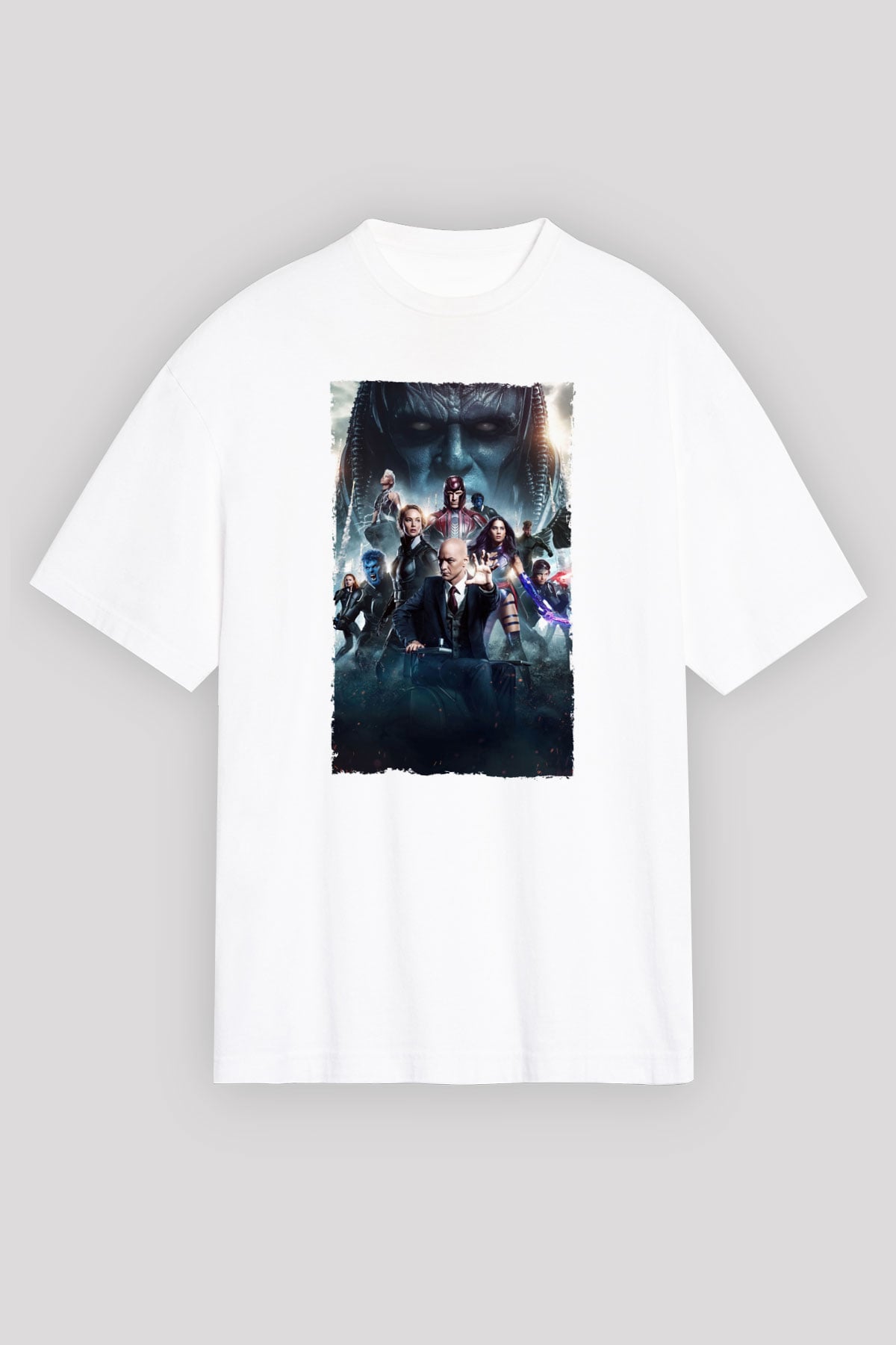 Unisex X-Men Apocalypse Baskılı Beyaz Oversize T-shirt