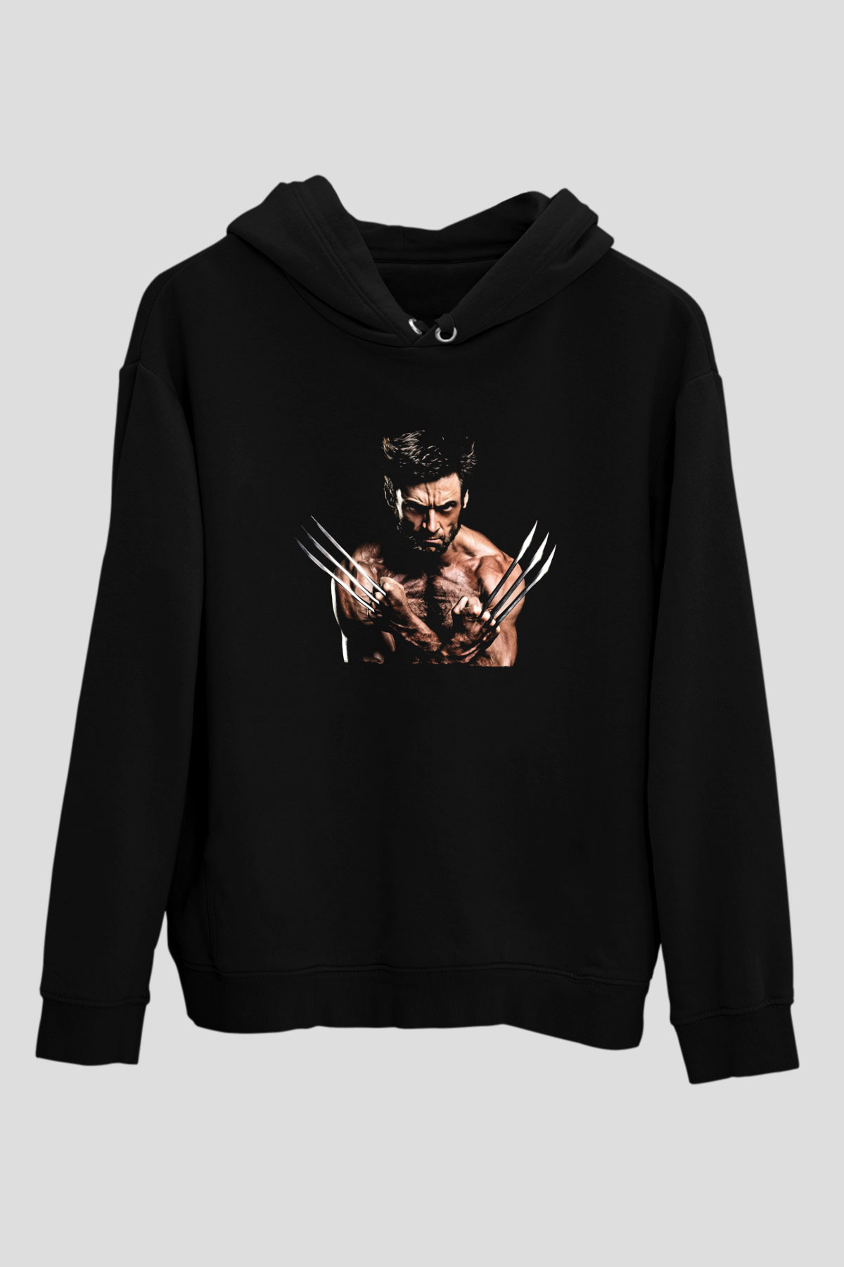 Unisex X-MEN Baskılı Siyah Kapüşonlu Sweatshirt