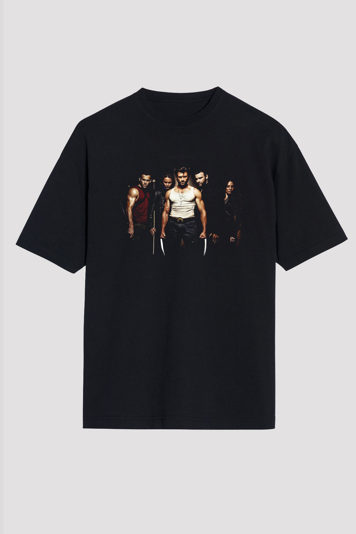 Unisex X-Men Başlangıç Wolverine (X-Men Origins Wolverine) Baskılı Siyah Oversize Tişört
