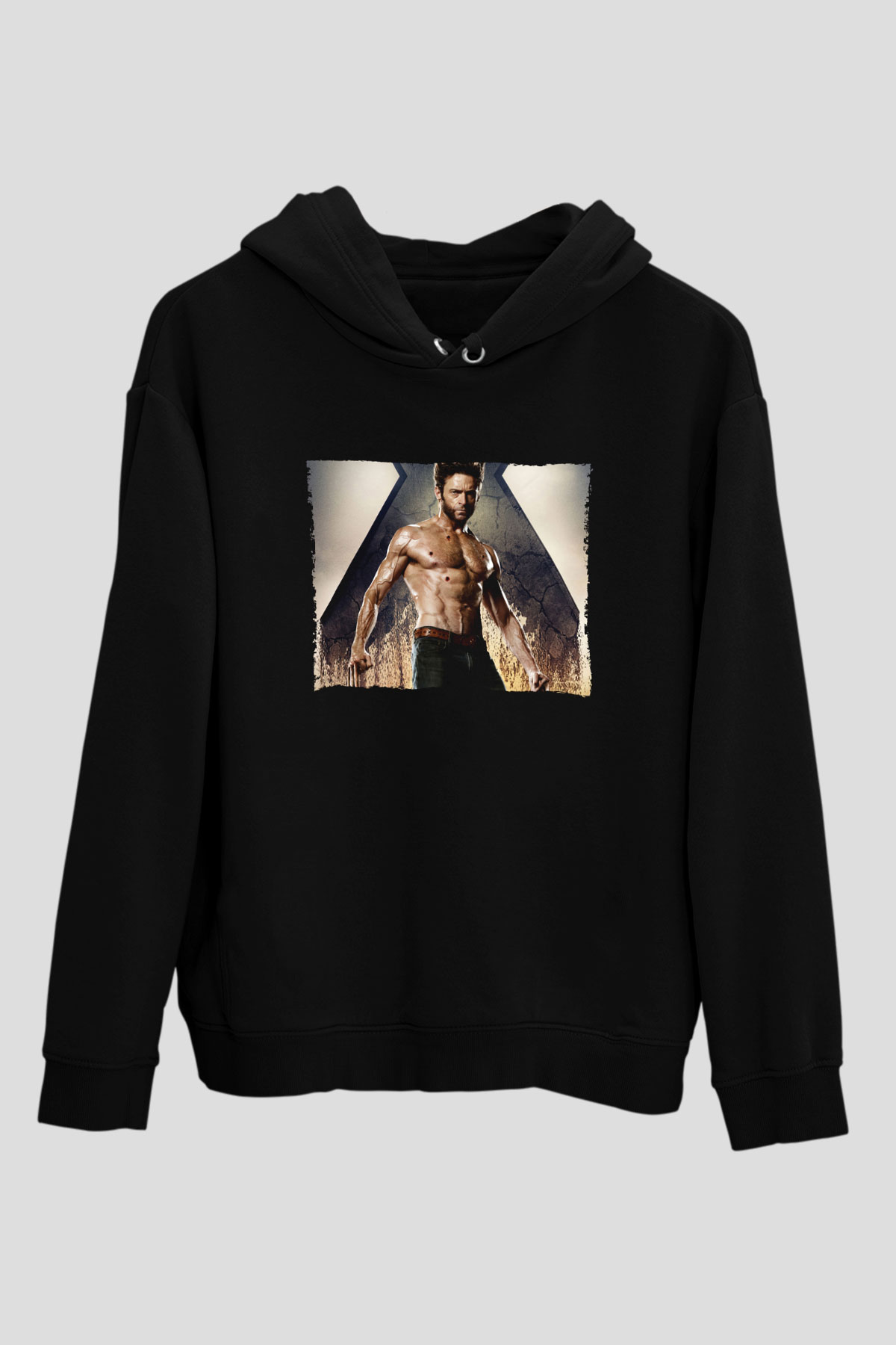 Unisex X-Men Days of Future Past Baskılı Siyah Kapüşonlu Sweatshirt