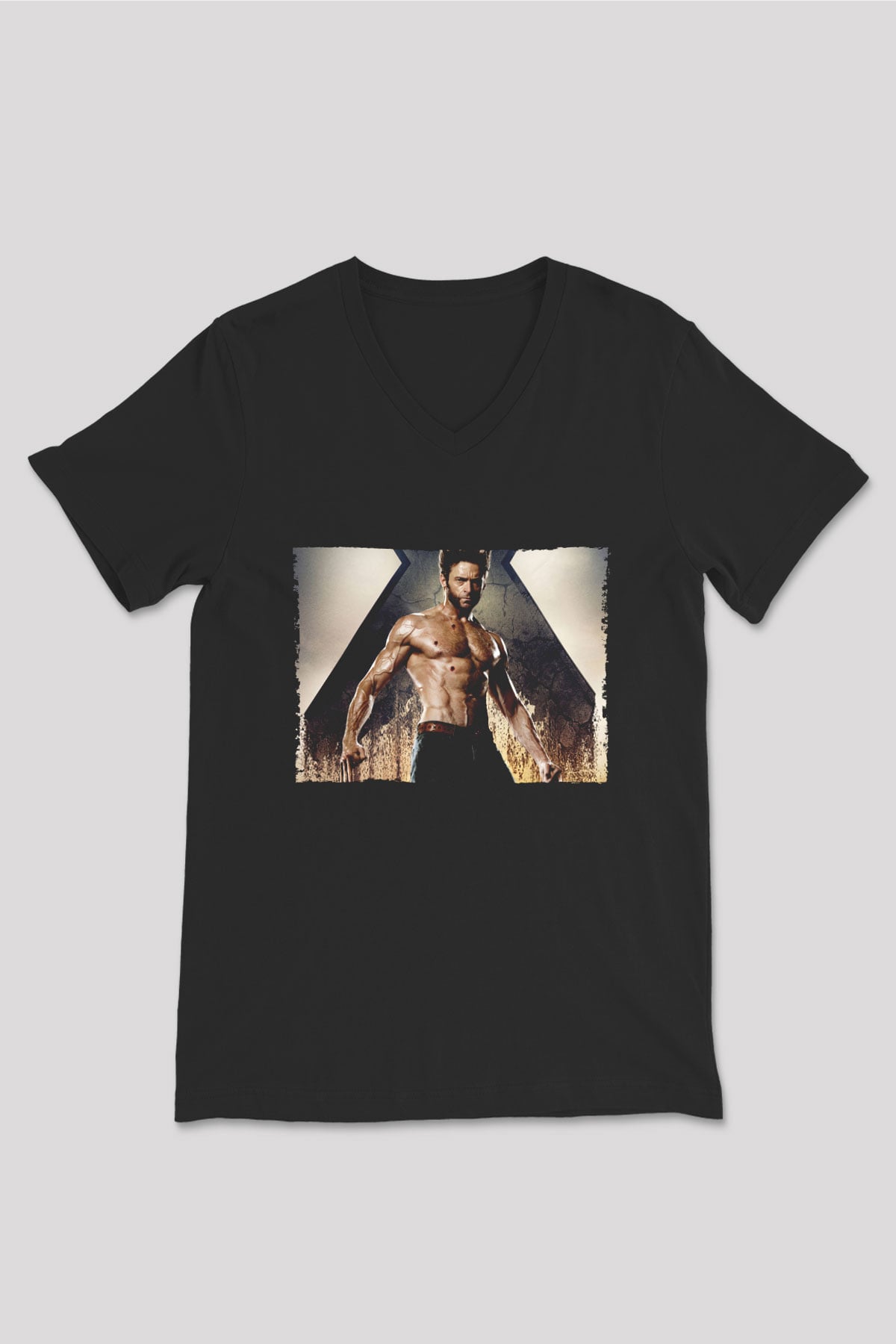 Unisex X-Men Days of Future Past Baskılı Siyah V Yaka T-shirt