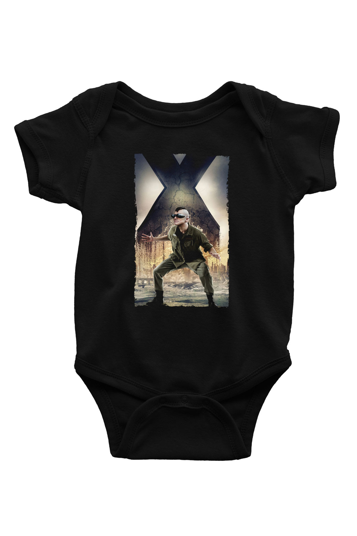 Unisex X-Men Days of Future Past Baskılı Siyah Bebek Body - Zıbın