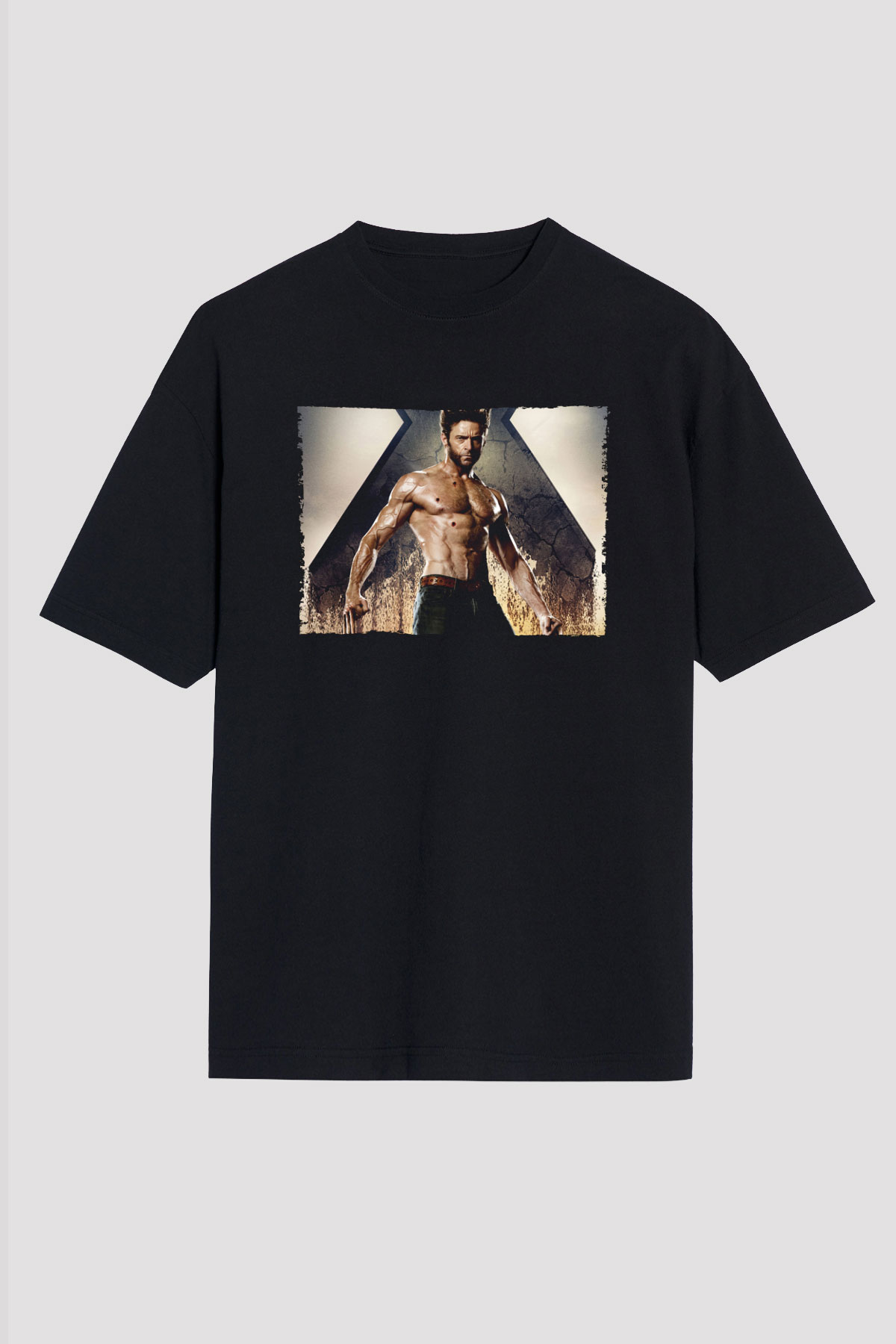 Unisex X-Men Days of Future Past Baskılı Siyah Oversize T-shirt