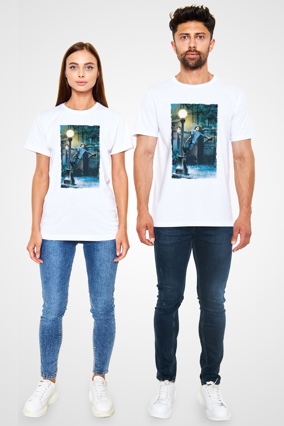 Yağmur Altında (Singin in the Rain) Baskılı Beyaz T-shirt