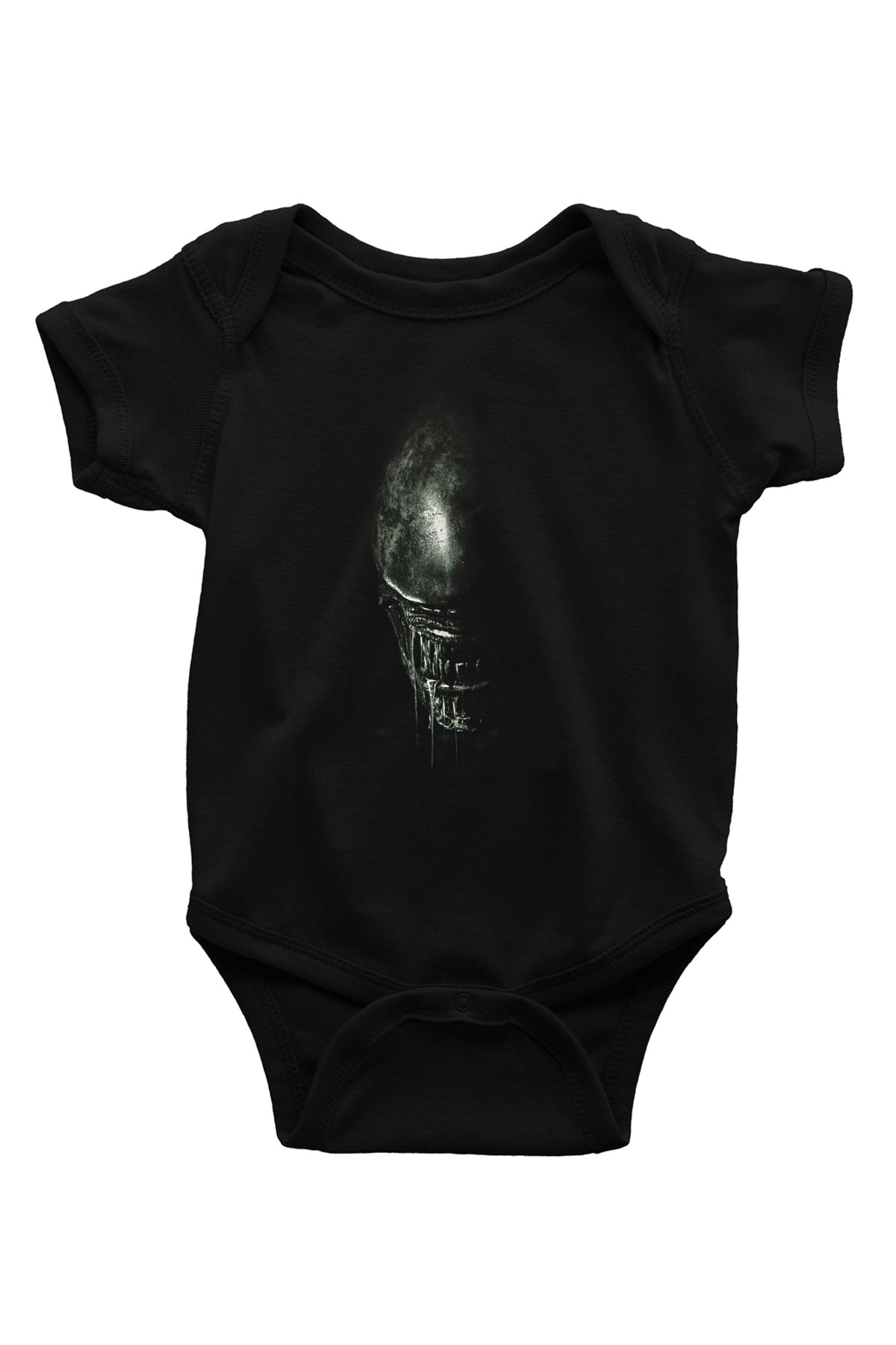 Unisex Yaratık (Alien) Baskılı Siyah Çocuk Unisex Tişört