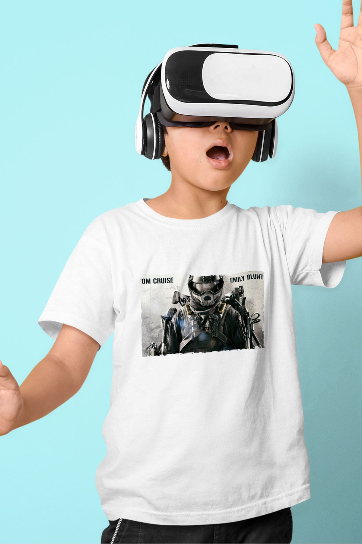 Unisex Yarının Sınırında (Edge of Tomorrow) Baskılı Beyaz Çocuk Tshirt