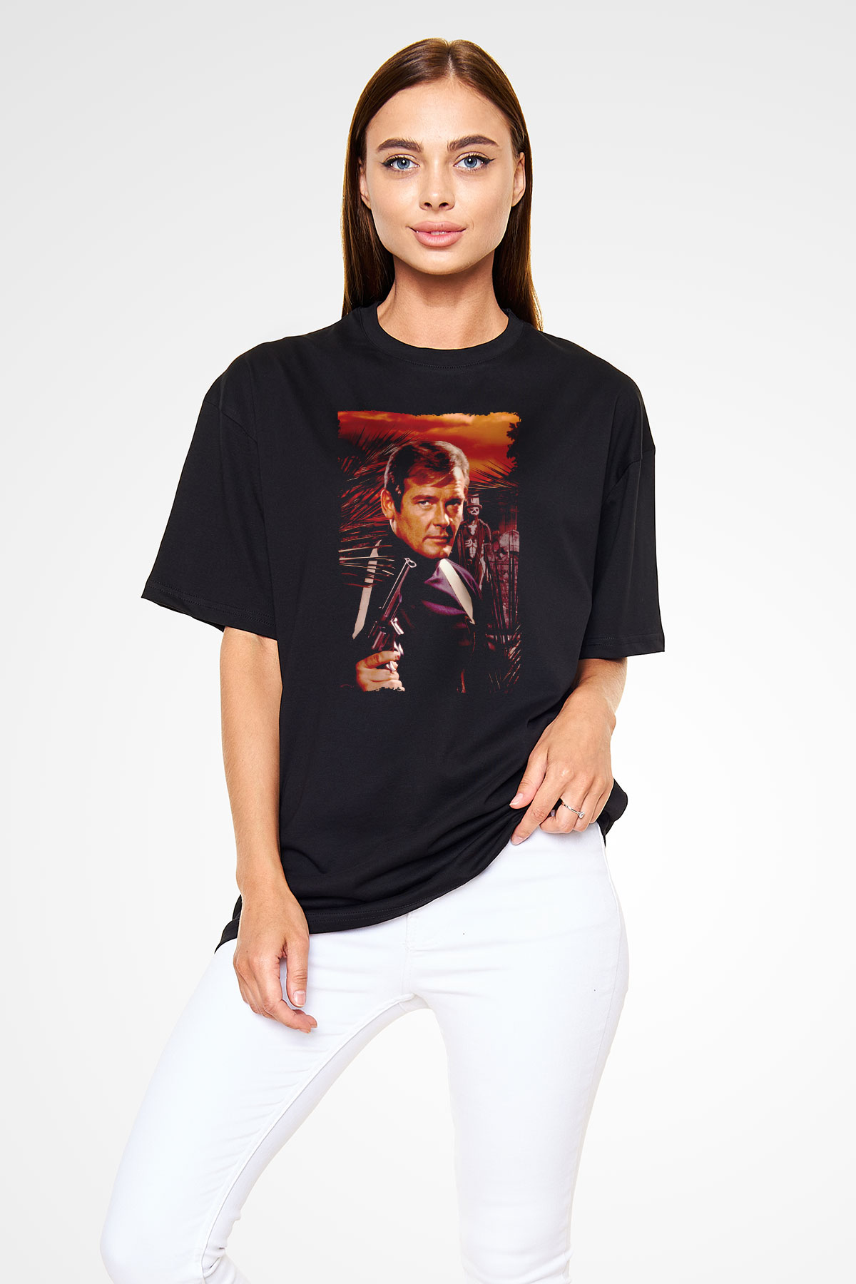 Unisex Yaşamak İçin Öldür (Live and Let Die) Baskılı Siyah Oversize T-shirt