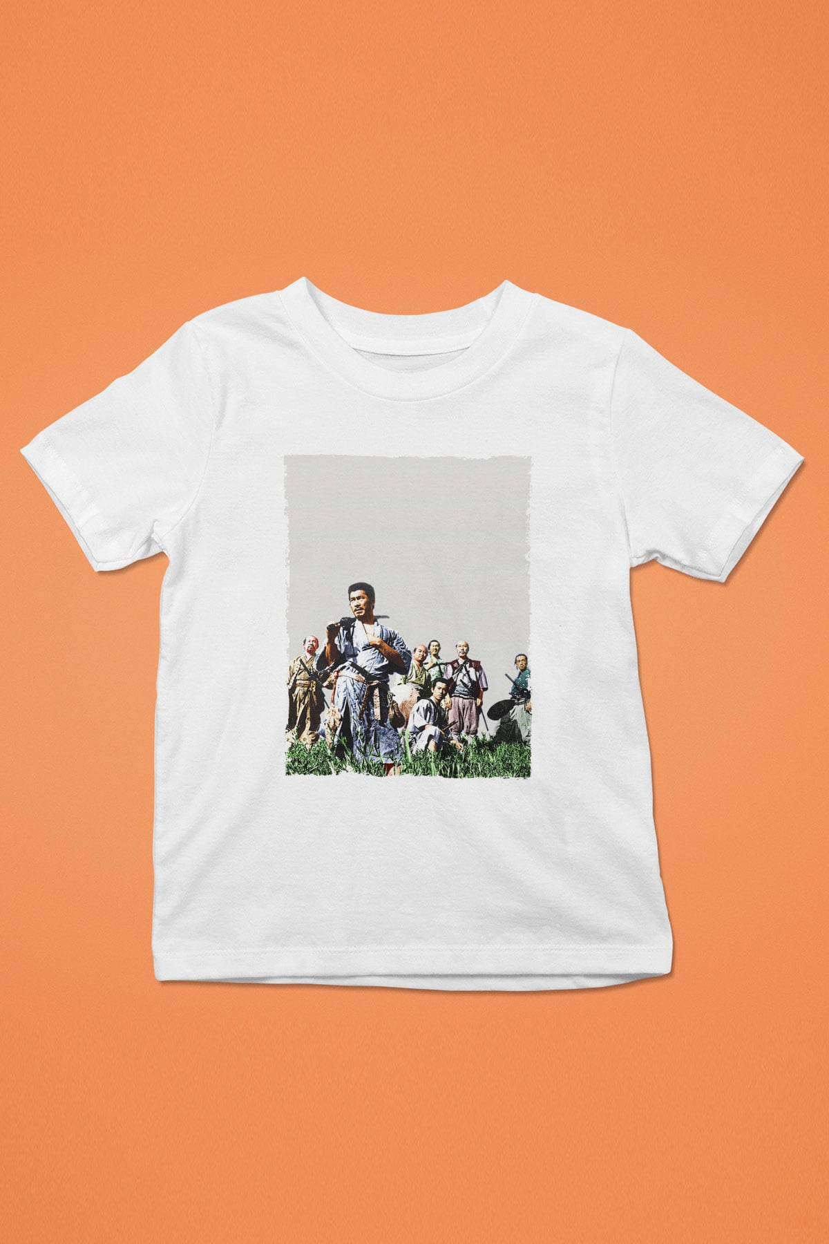 Unisex Yedi Samuray (Seven Samurai) Baskılı Beyaz Çocuk Tişört