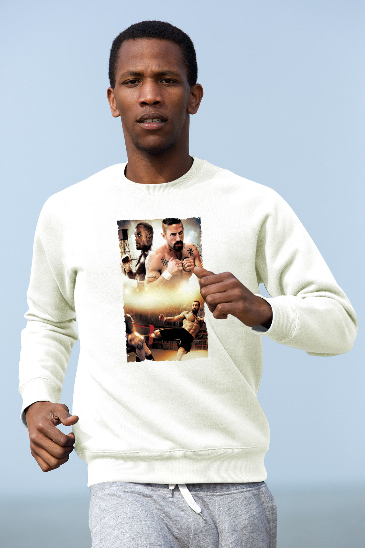 Unisex Yenilmez (Undisputed) Baskılı Beyaz Sweatshirt