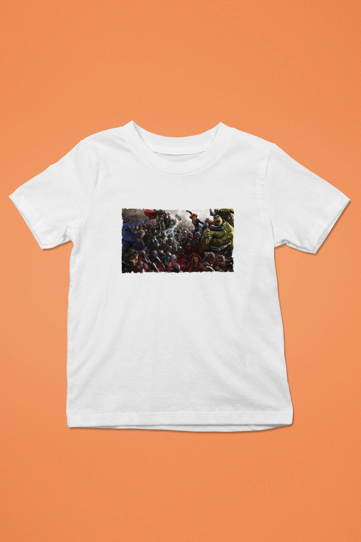 Unisex Yenilmezler 2 Avengers Age of Ultron Baskılı Beyaz Çocuk Tişört