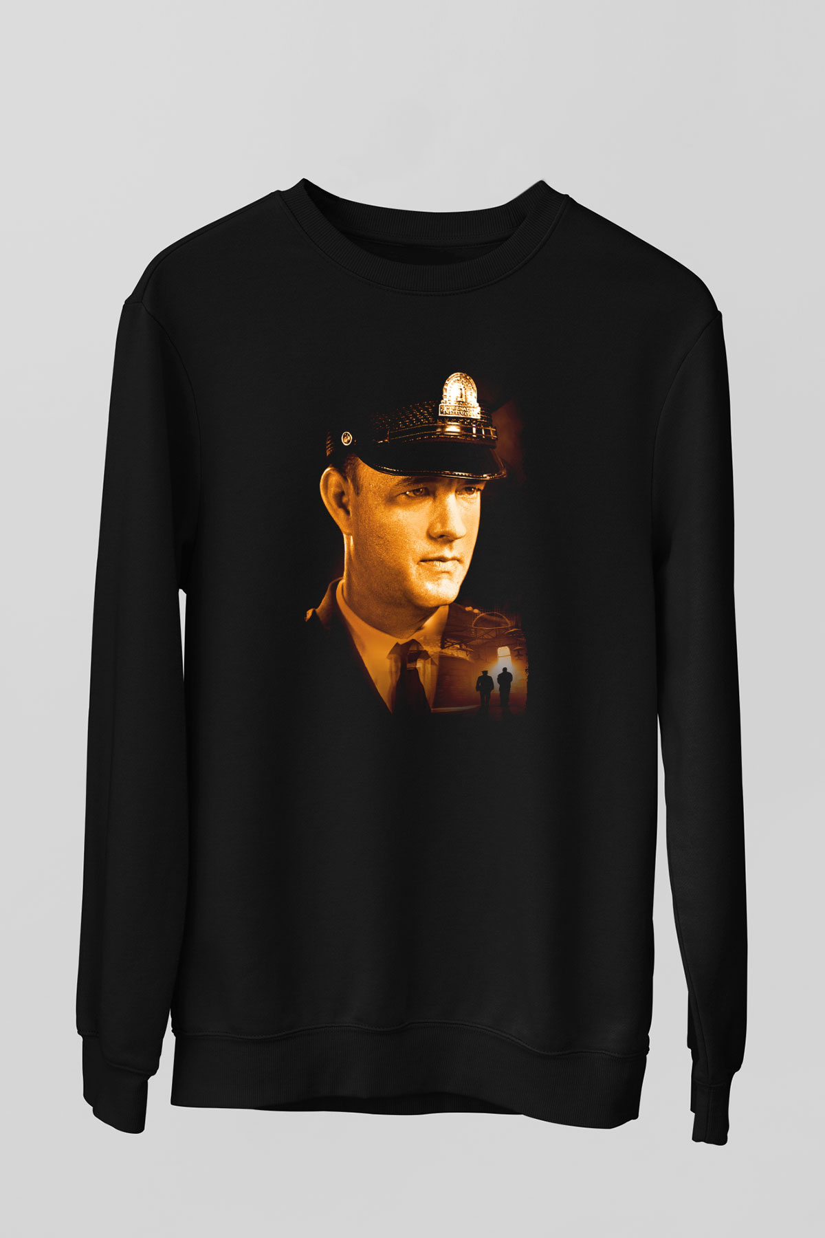 Unisex Yeşil Yol (The Green Mile) Baskılı Siyah Sweatshirt