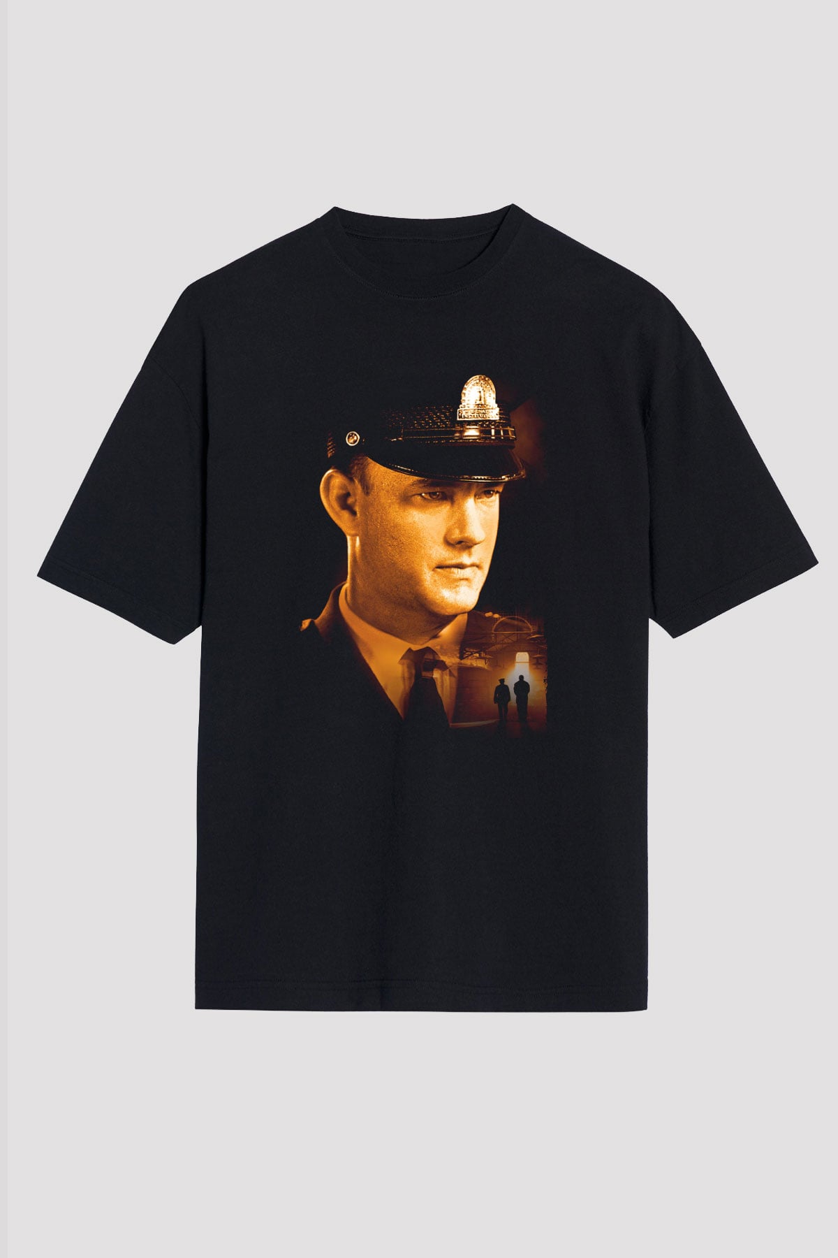 Unisex Yeşil Yol (The Green Mile) Baskılı Siyah Oversize Tişört