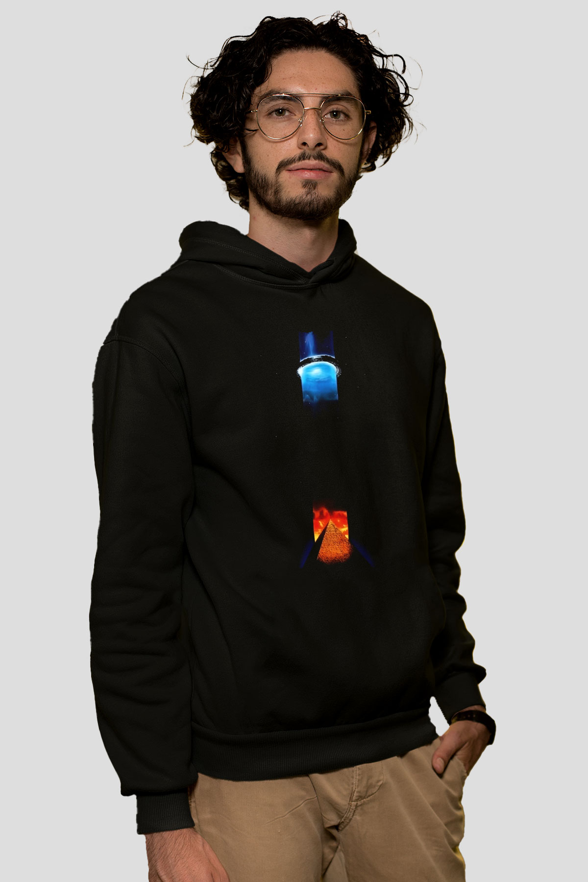 Unisex Yıldız Geçidi SG-1 (Stargate SG-1) Baskılı Siyah Kapüşonlu Sweatshirt
