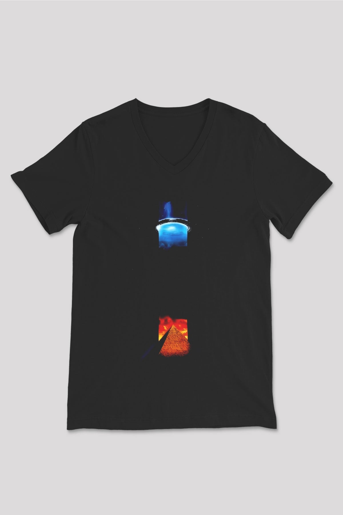 Unisex Yıldız Geçidi SG-1 (Stargate SG-1) Baskılı Siyah V Yaka Tshirt
