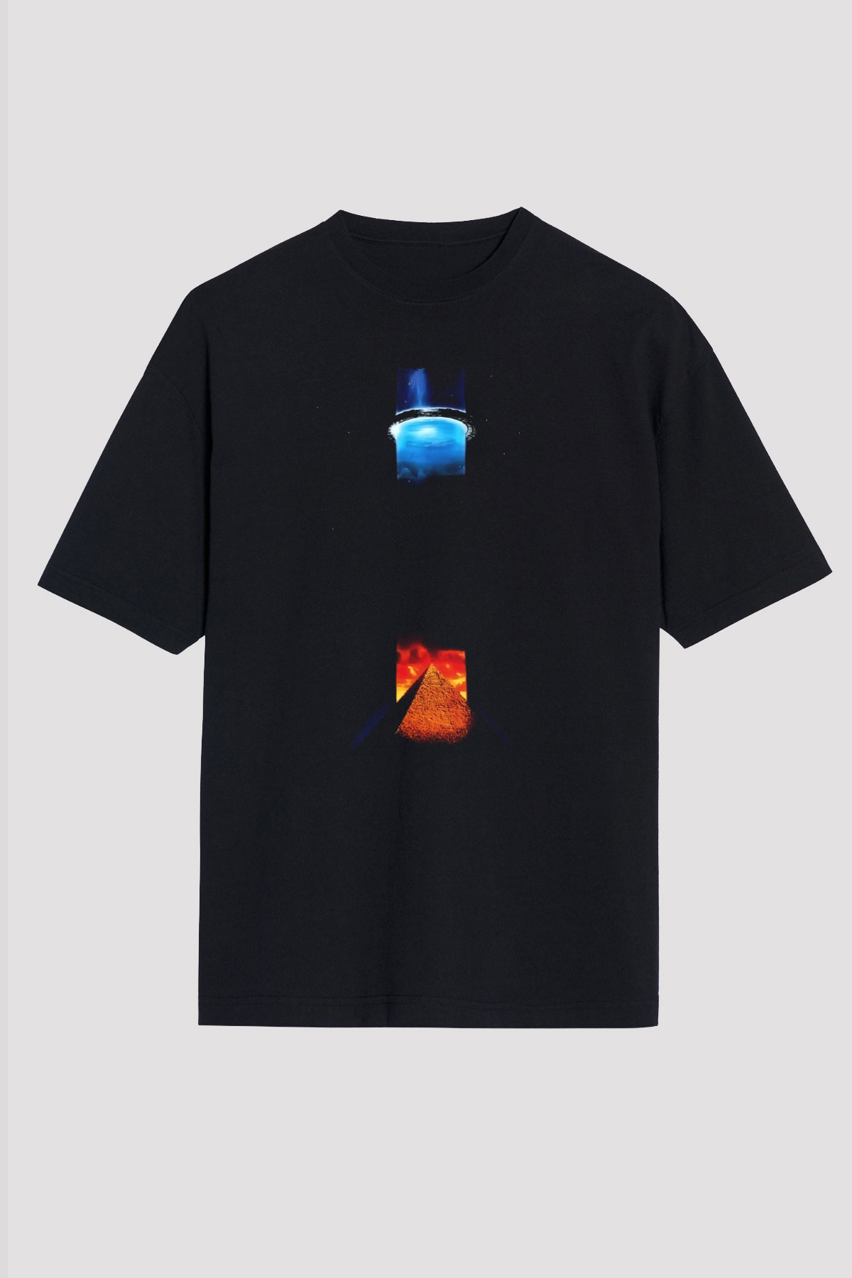 Unisex Yıldız Geçidi SG-1 (Stargate SG-1) Baskılı Siyah Oversize Tshirt