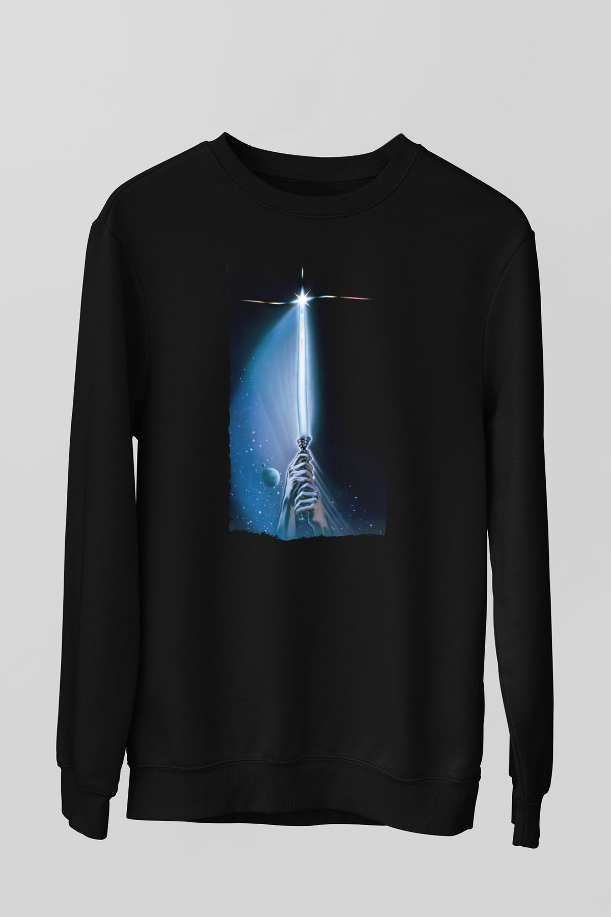 Unisex Yıldız Savaşları Bölüm VI - Jediın Dönüşü (Return of the Jedi) Baskılı Siyah Sweatshirt