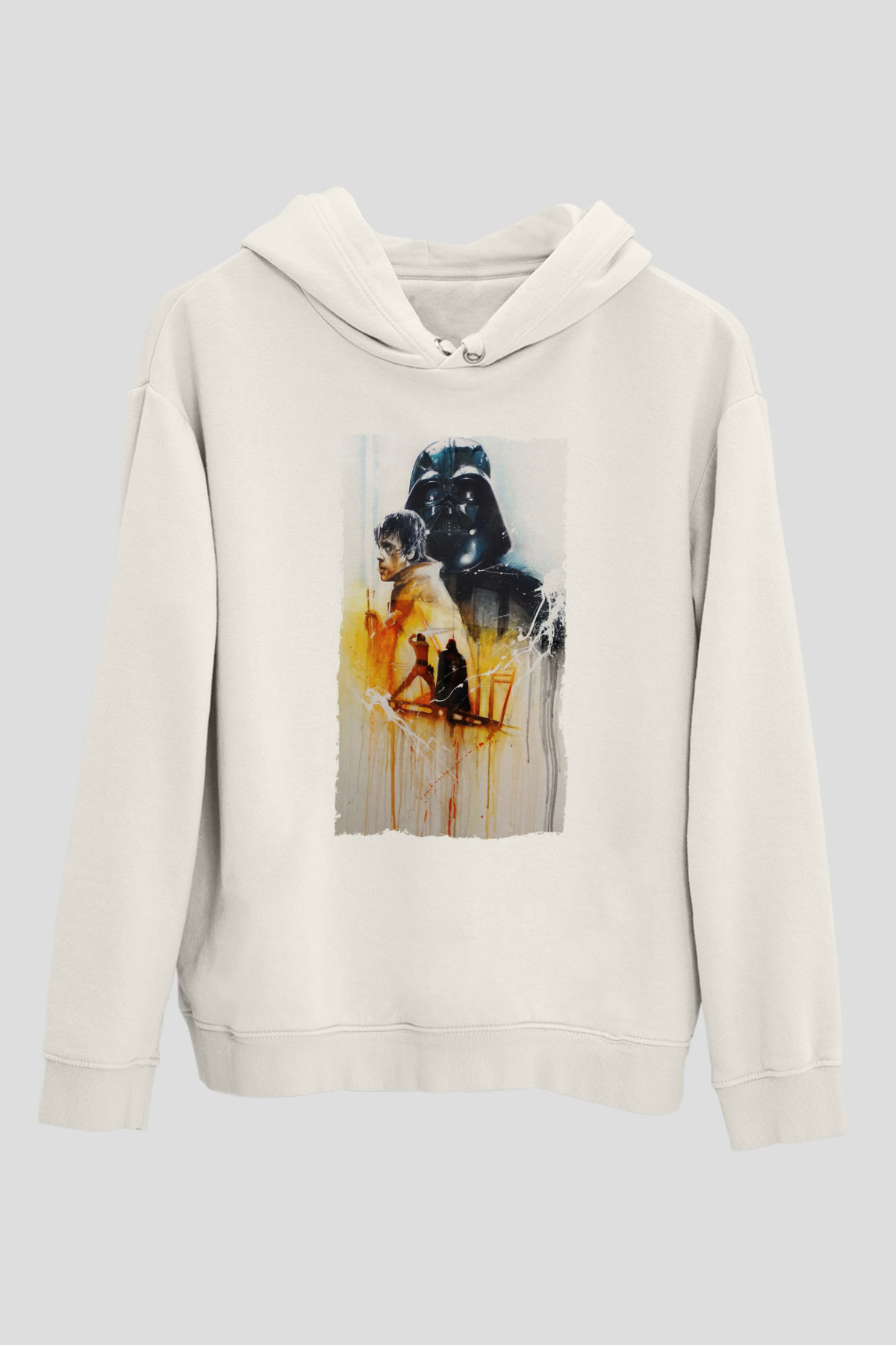 Unisex Yıldız Savaşları (Return of the Jedi) Baskılı Beyaz Kapüşonlu Sweatshirt