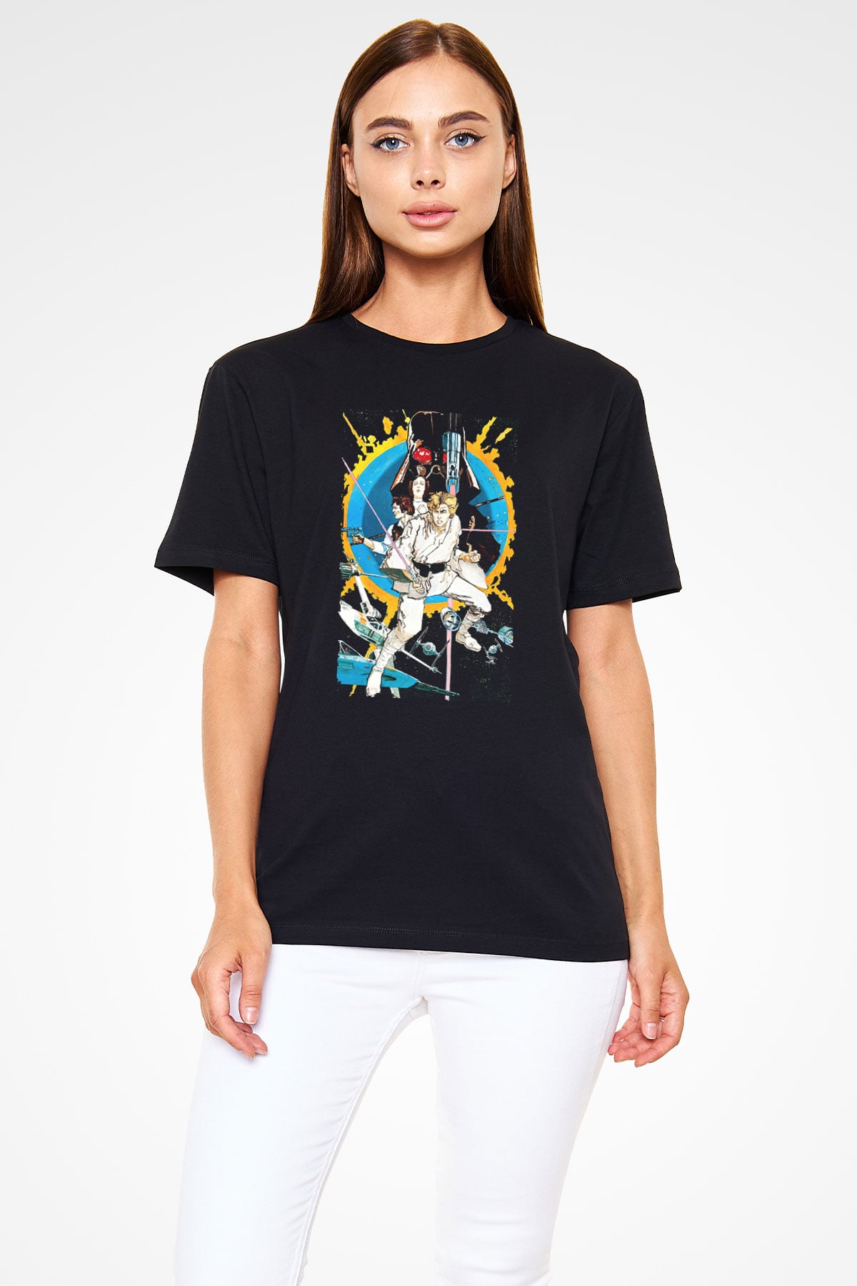 Yıldız Savaşları (Star Wars) Baskılı Siyah T-Shirt